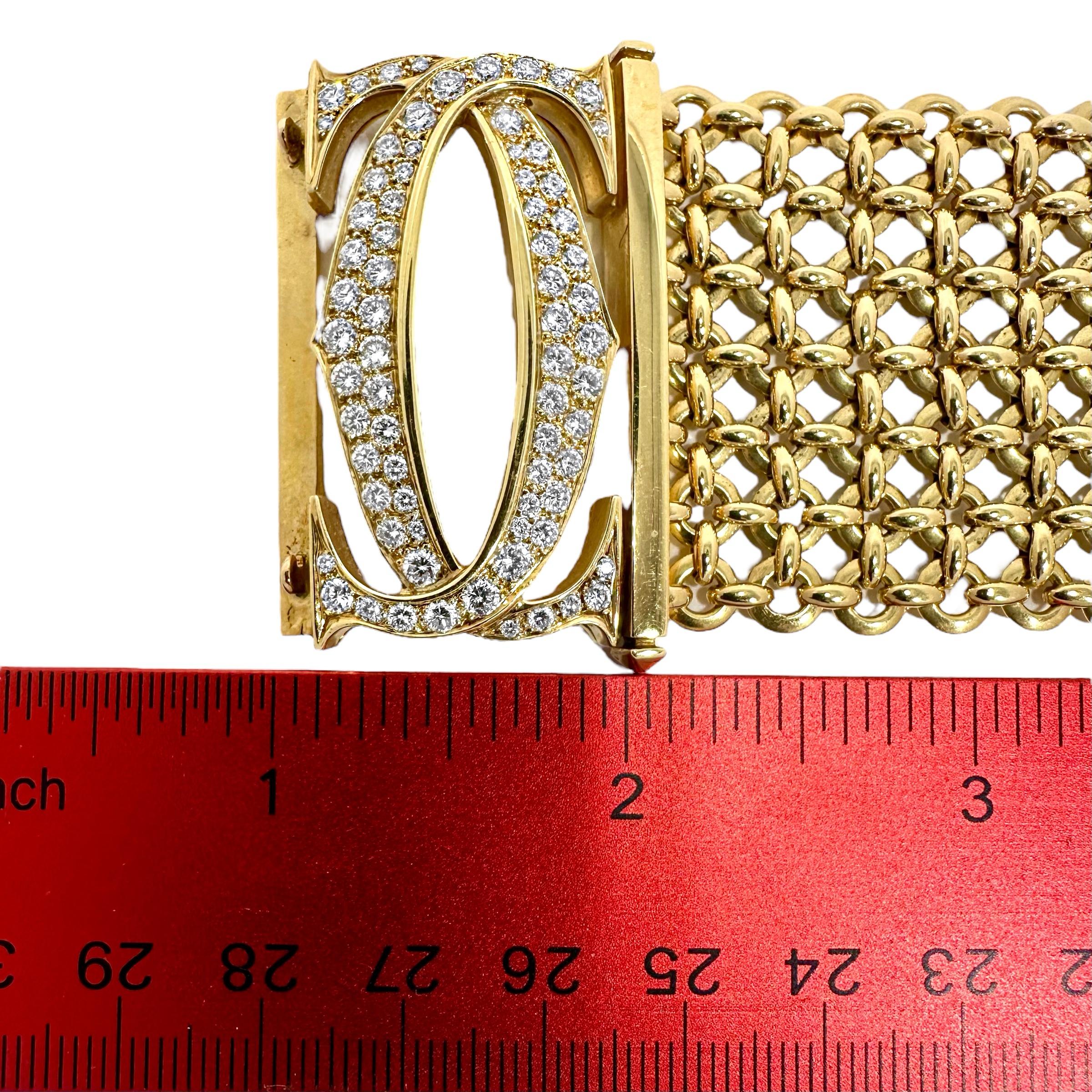Elegant Cartier Seven Row Penelope Double C Diamond Bracelet For Sale 2