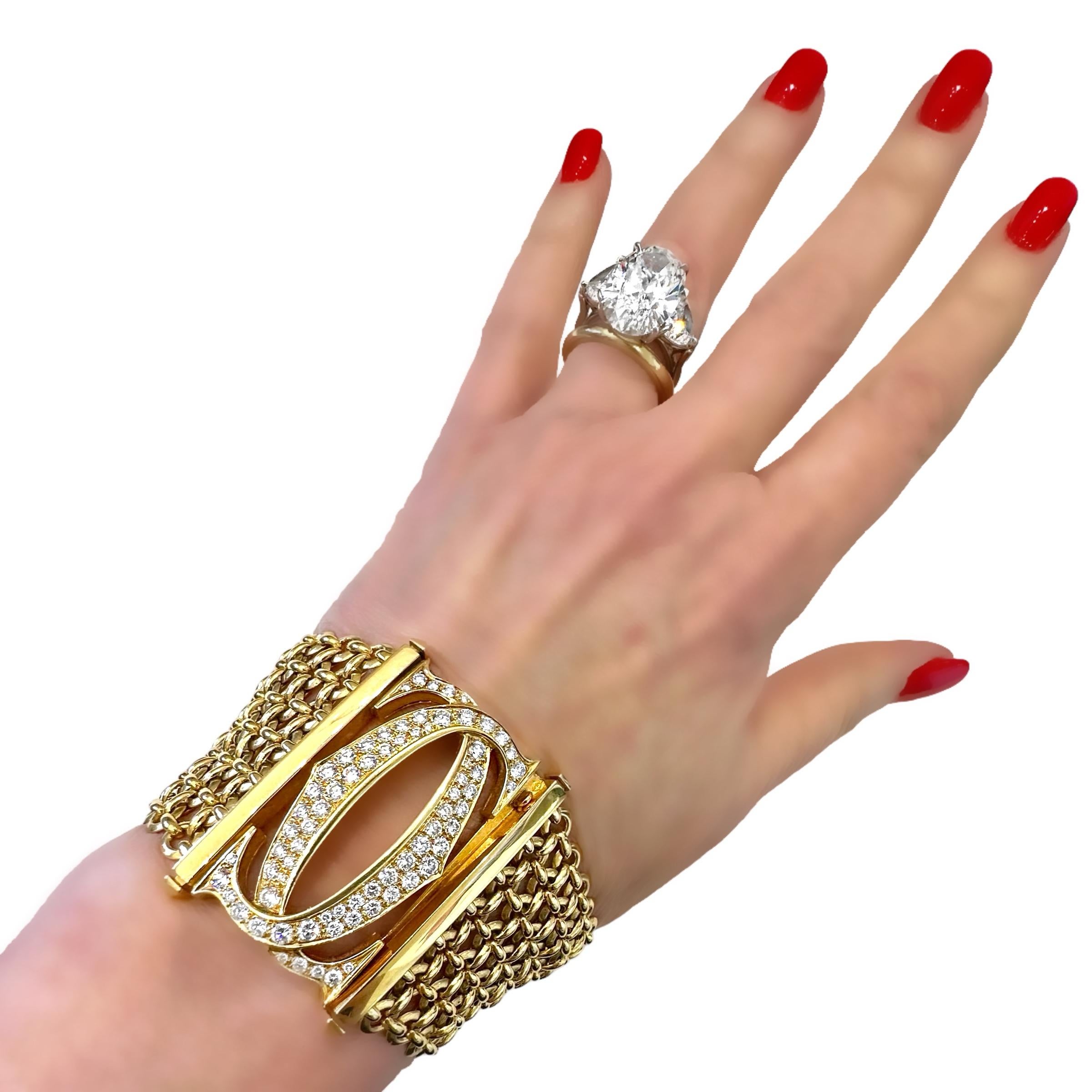 Elegant Cartier Seven Row Penelope Double C Diamond Bracelet For Sale 3