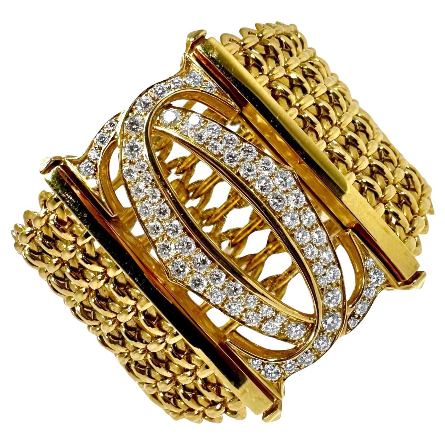 Elegant Cartier Seven Row Penelope Double C Diamond Bracelet For Sale