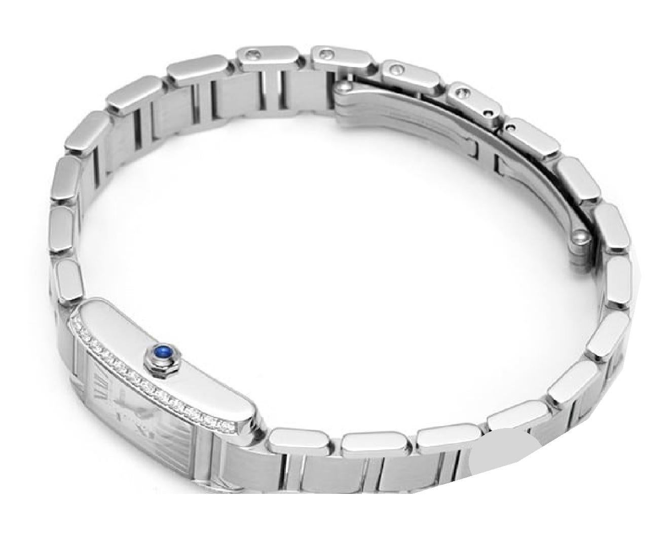 Round Cut Elegant Cartier Tank Française SM W4TA0008 - Classic Ladies' Luxury Watch