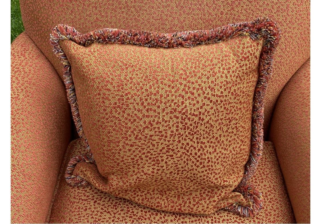American Elegant Carved Armchair In Tweed Upholstery For Sale
