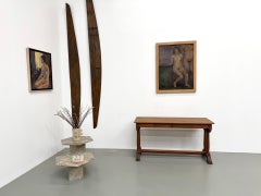 Elegant Carved Oak Console Table, Turned Legs, Circa 1900