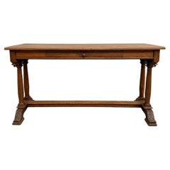 Elegant Carved Oak Console Table, Turned Legs, Circa 1900 Elegant Carved Oak Console Table, Turned Legs, Circa 1900
