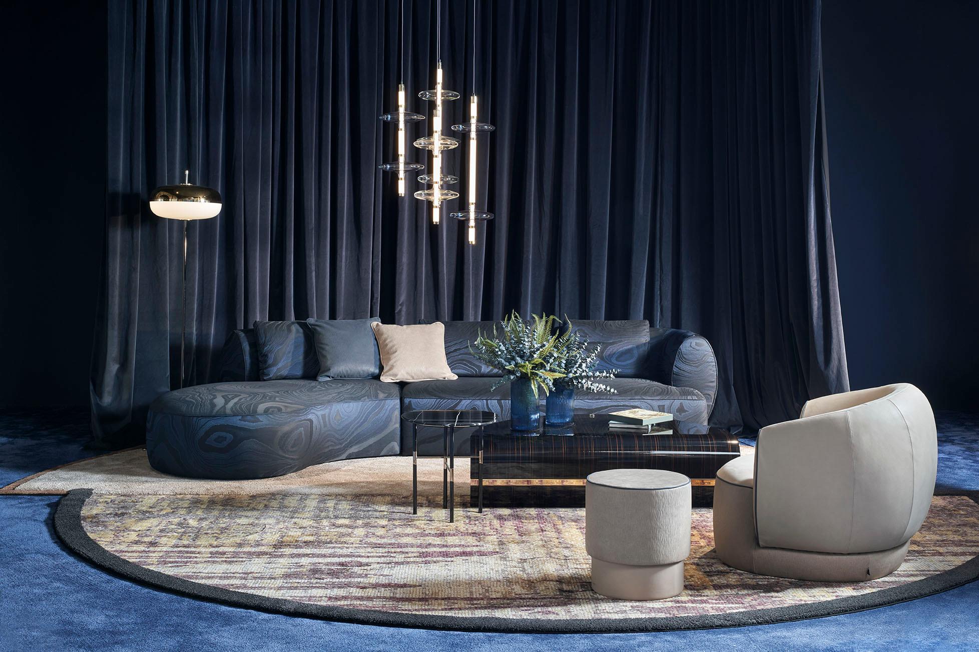 Moderno Eleganza del vetro della lampada da soffitto disponibile in blu mare - trasparente - ametista in vendita