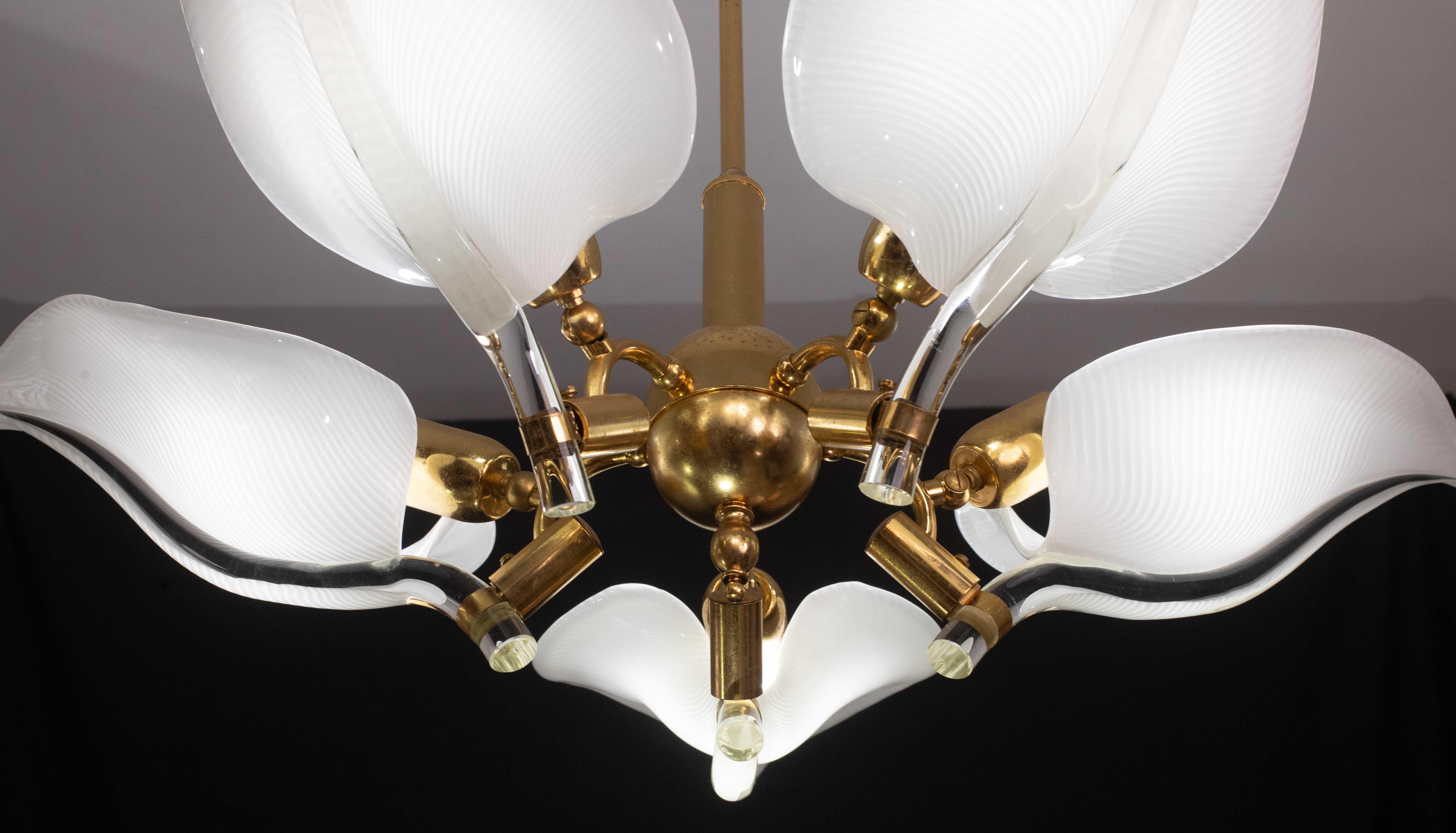 Fine XX secolo Elegante plafoniera di Franco Luce per Seguso, vetro di Murano, anni '70 in vendita