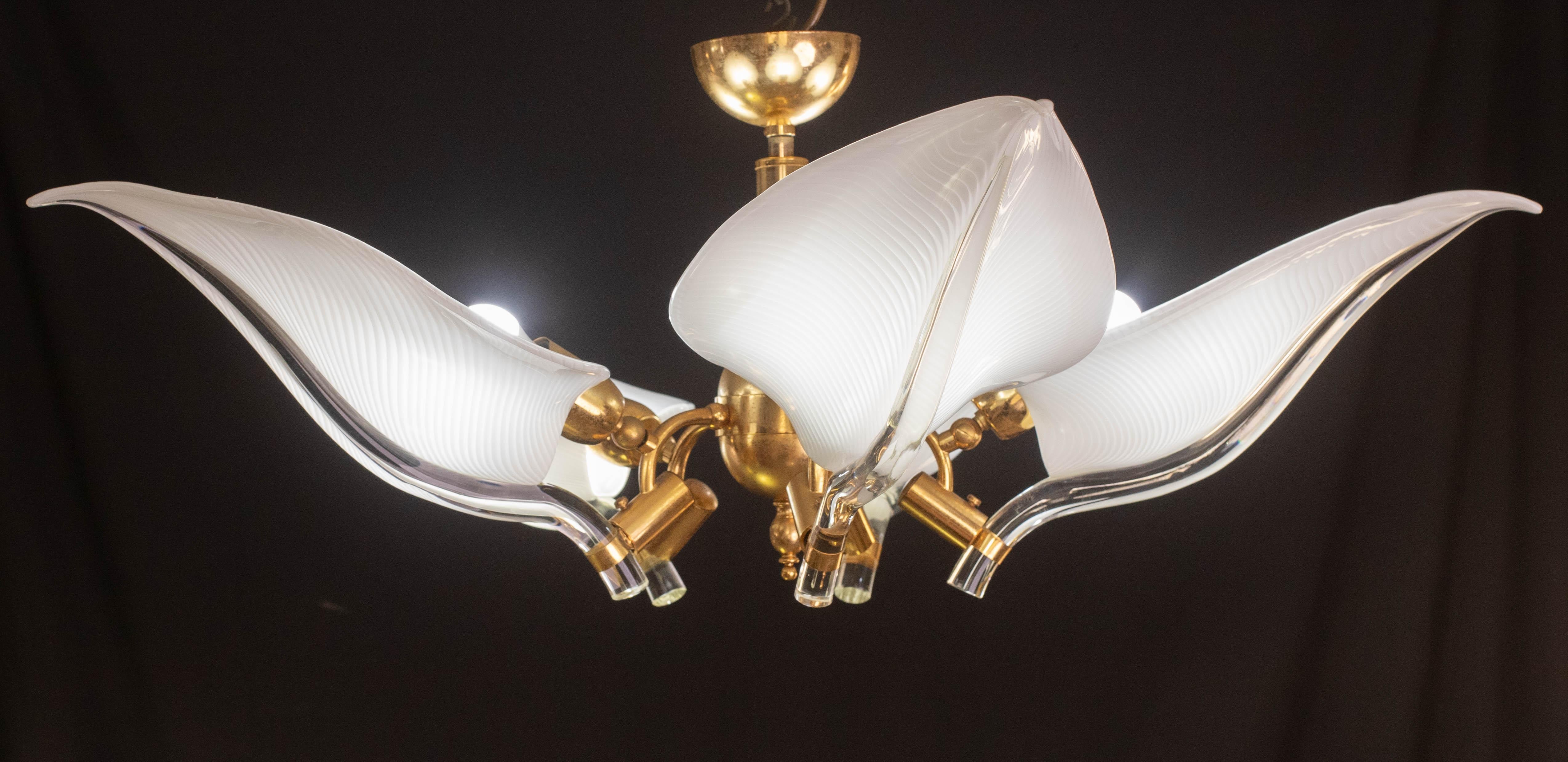 Elegante plafoniera di Franco Luce per Seguso, vetro di Murano, anni '70 in vendita 3