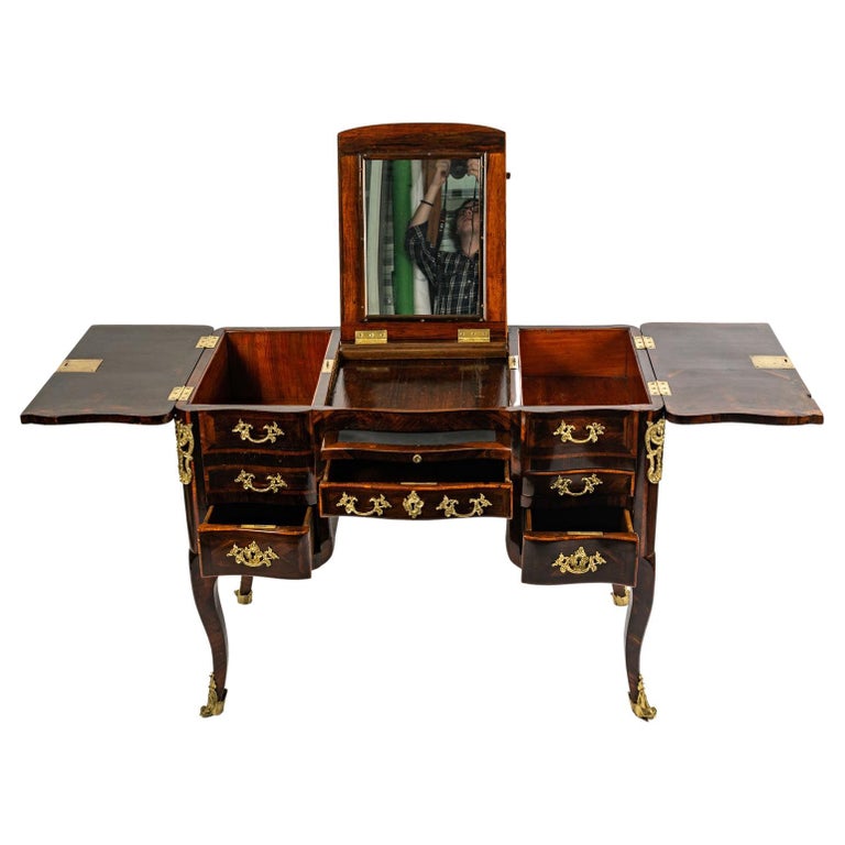 Elegant Center Dressing Table, Rosewood Veneer, D.Genty Stamp, Louis XV For  Sale at 1stDibs