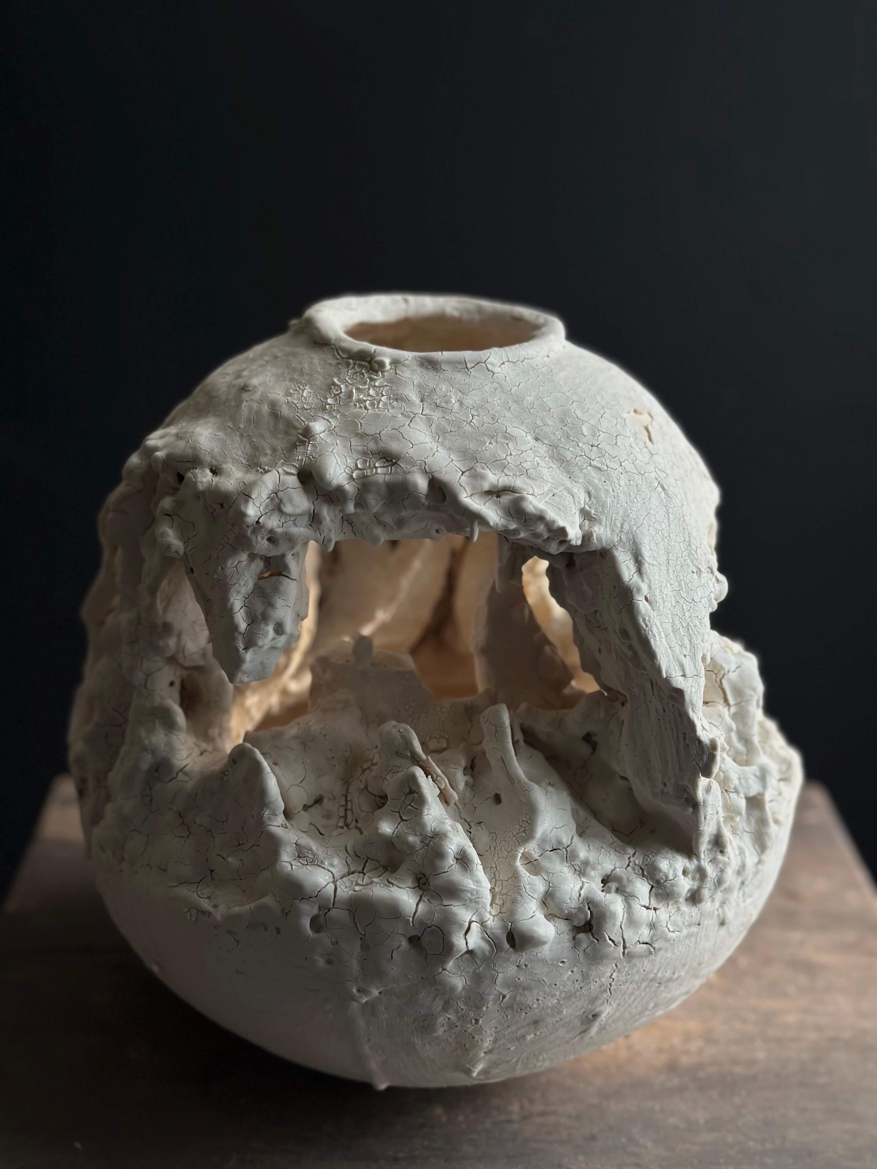 American Elegant Ceramic Vase Inspired by Ancient Cave Art and Natural Earth Elements For Sale