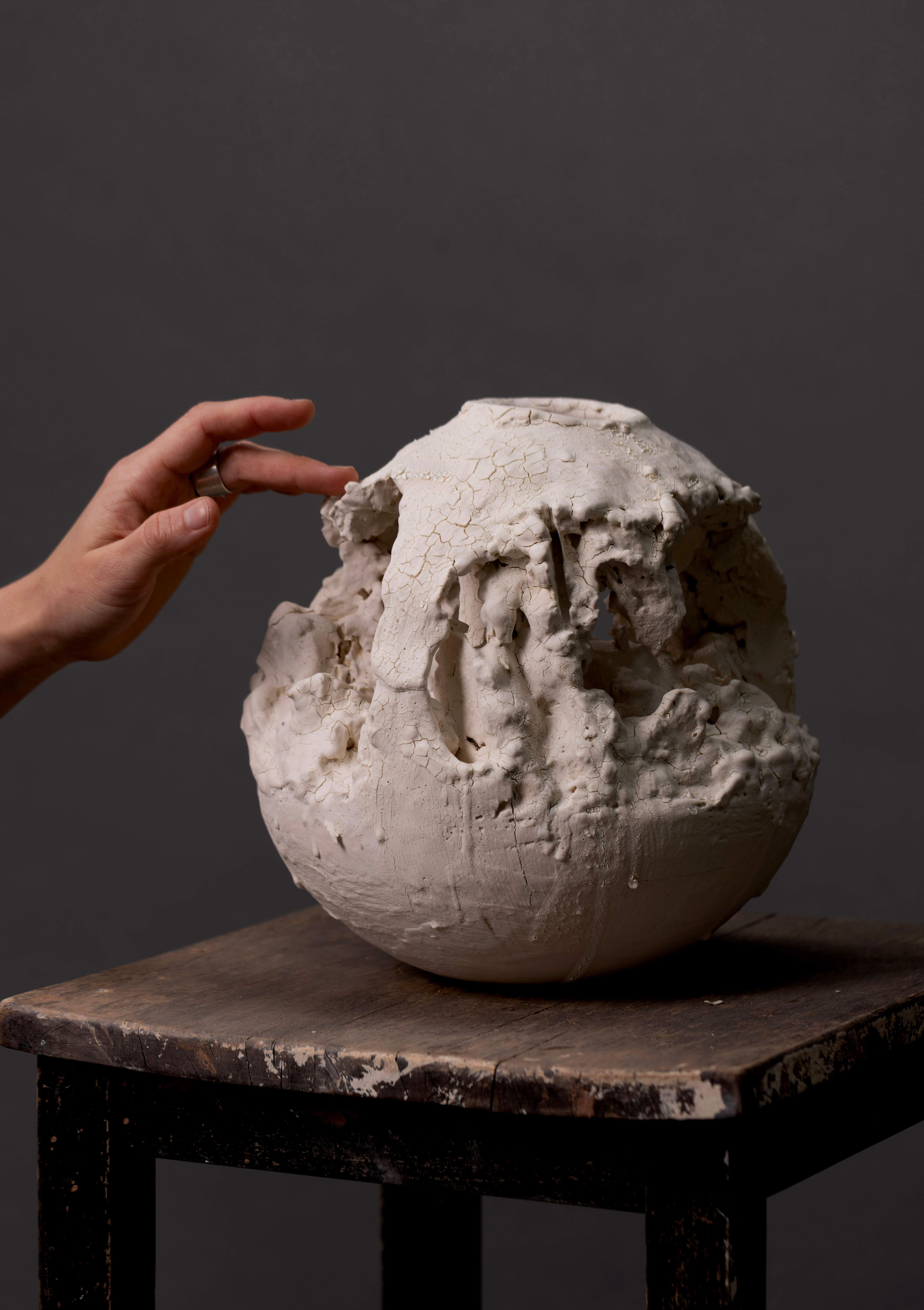 Elegant Ceramic Vase Inspired by Ancient Cave Art and Natural Earth Elements For Sale 1