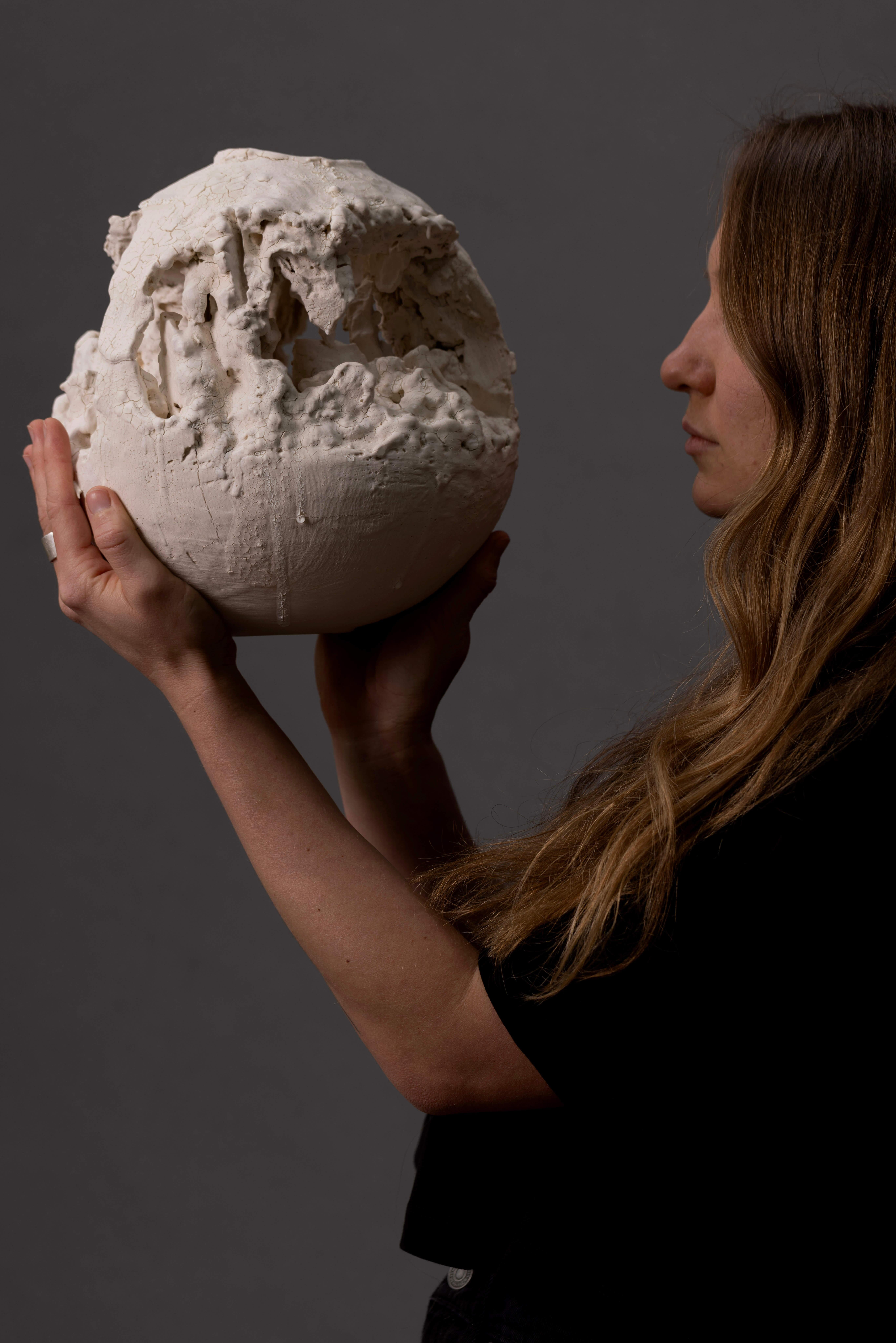 Elegant Ceramic Vase Inspired by Ancient Cave Art and Natural Earth Elements For Sale 2