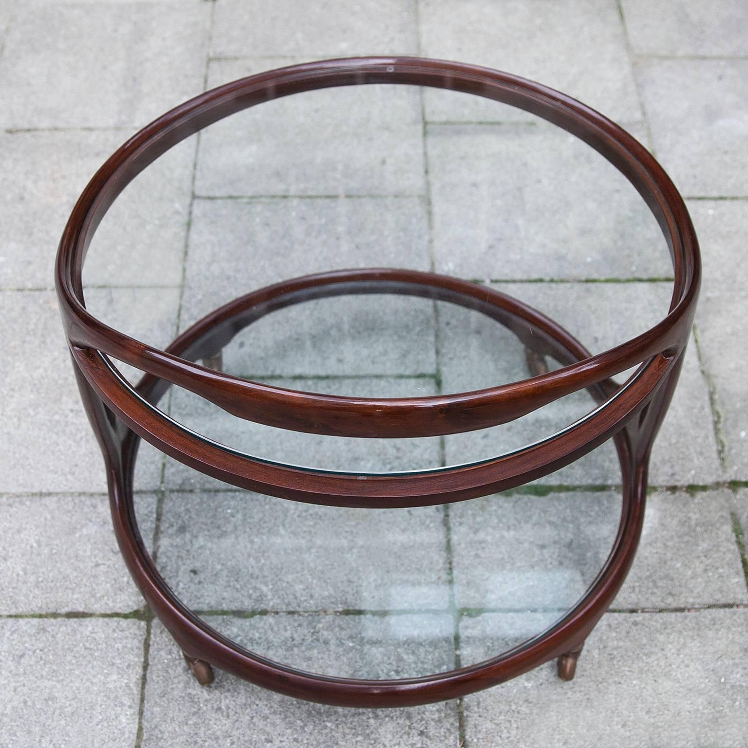 Elegant Cesare Lacca Oval Bar Cart, Italy, 1950 In Excellent Condition In Munich, DE