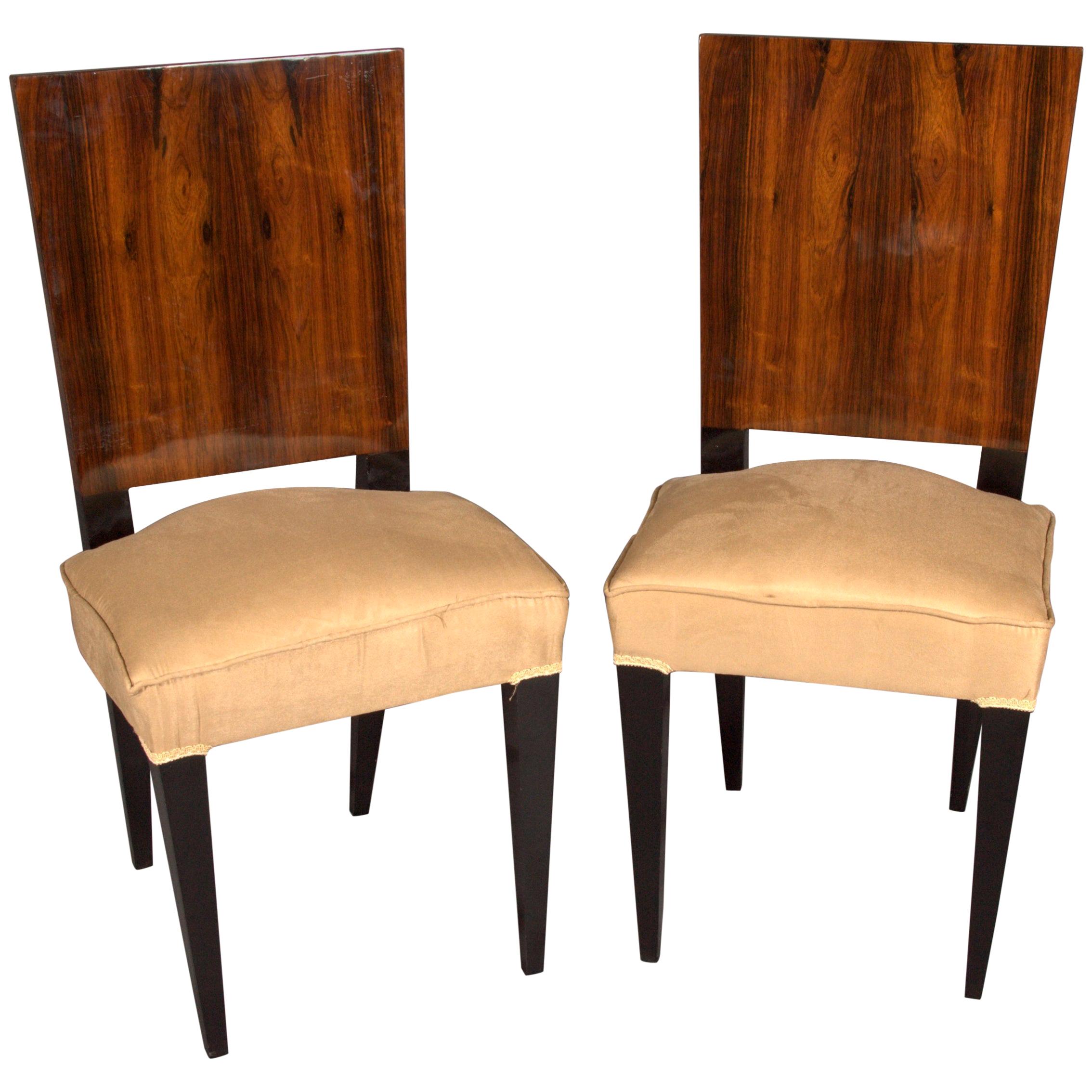 two Elegant Chair in antique Art Deco Style classic Mahogany Veneer
