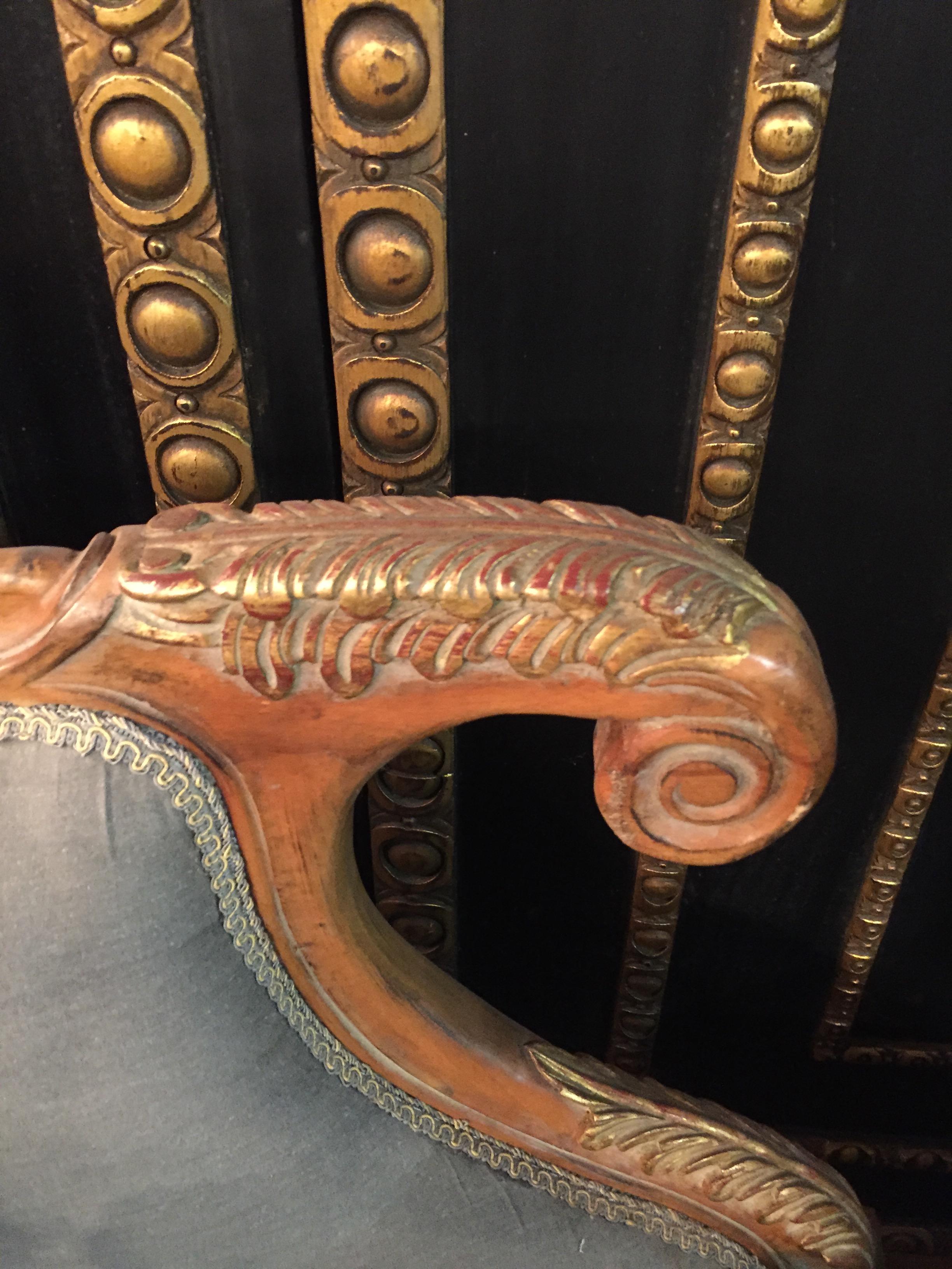Elegante klassische Chaise Longue in antiker Buche im Empire-Stil, handgefertigt im Angebot 5