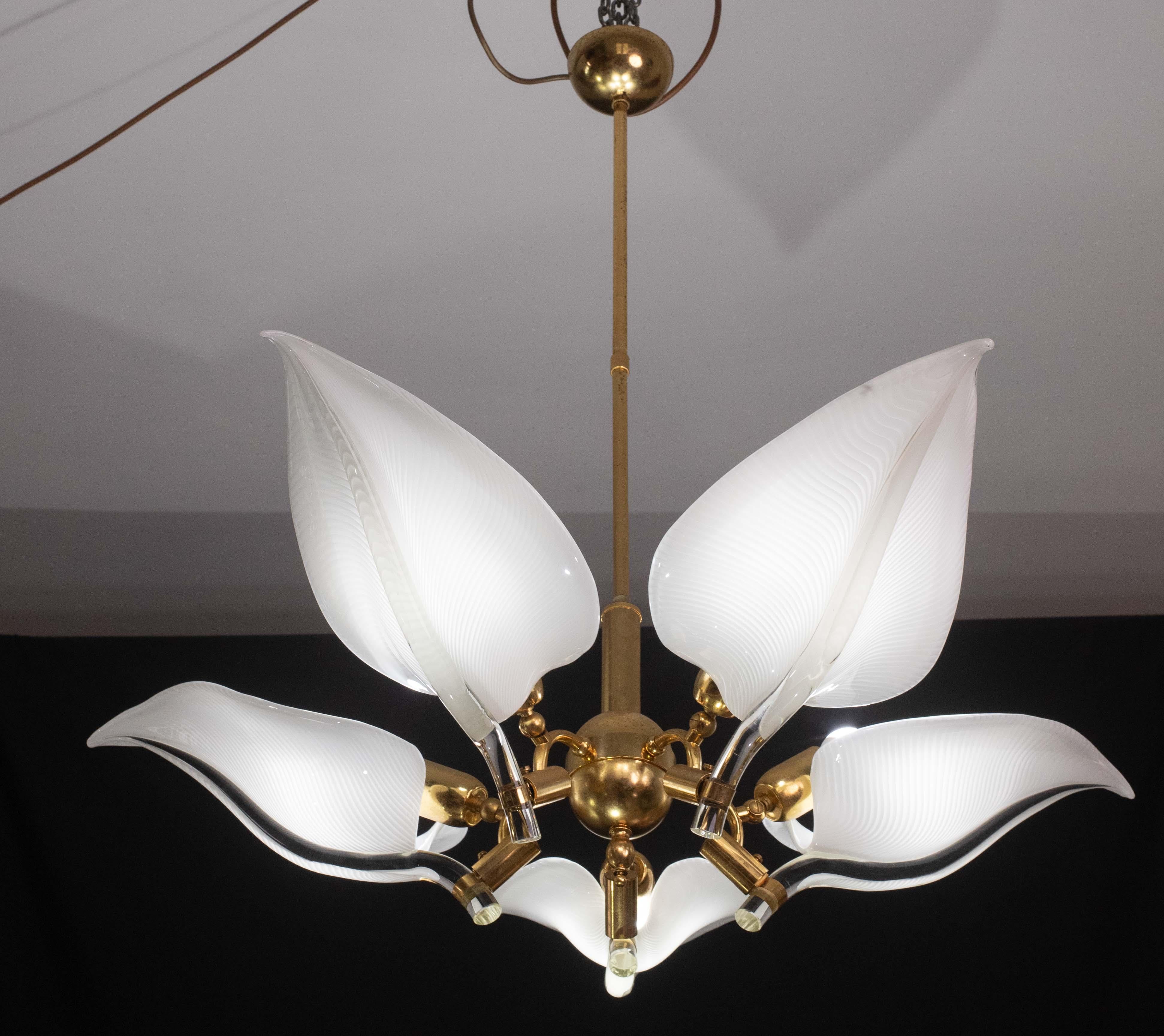 Eleganza del lampadario Franco Luce per Seguso, vetro di Murano, anni '70 In condizioni buone in vendita a Roma, IT