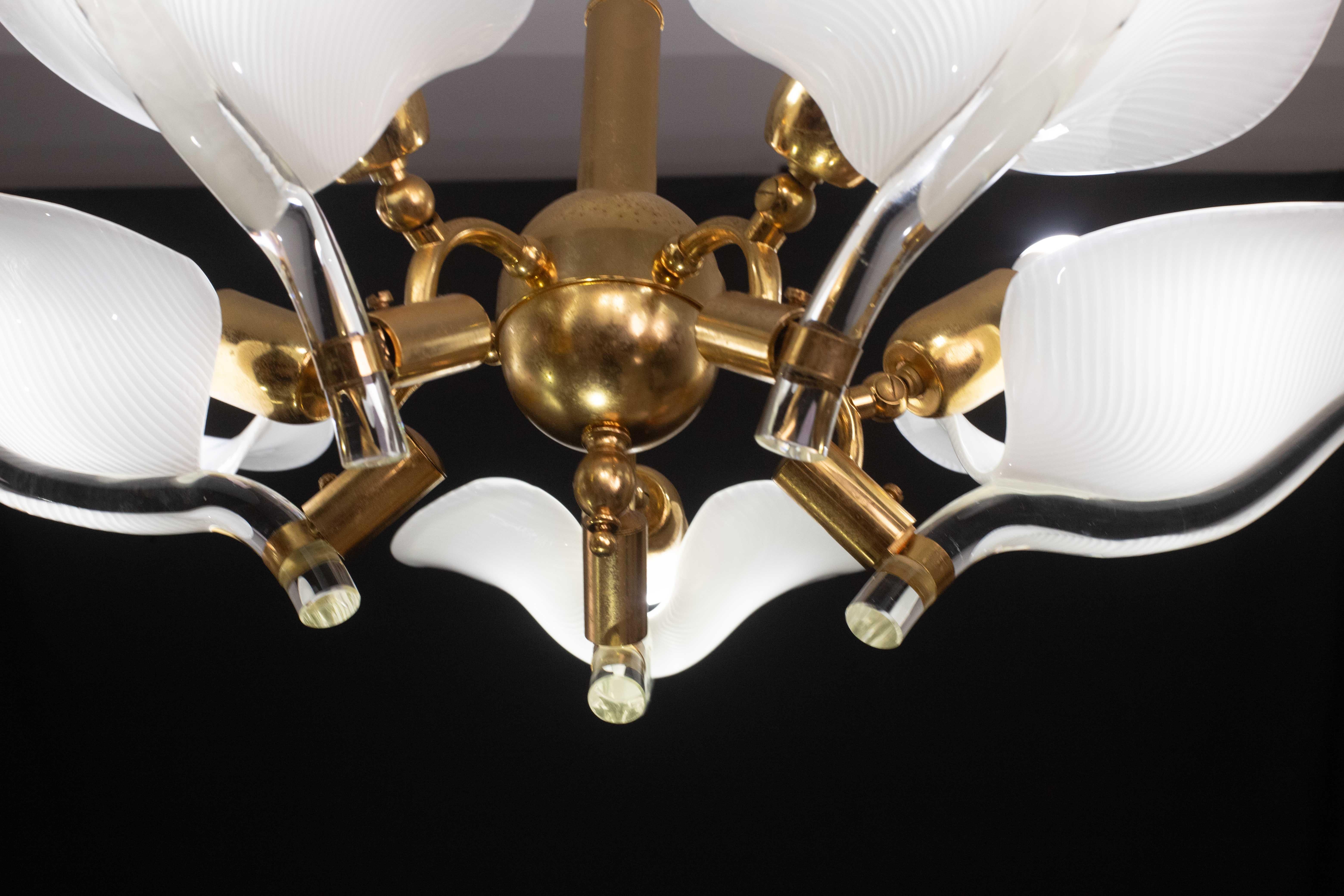 Eleganza del lampadario Franco Luce per Seguso, vetro di Murano, anni '70 in vendita 1