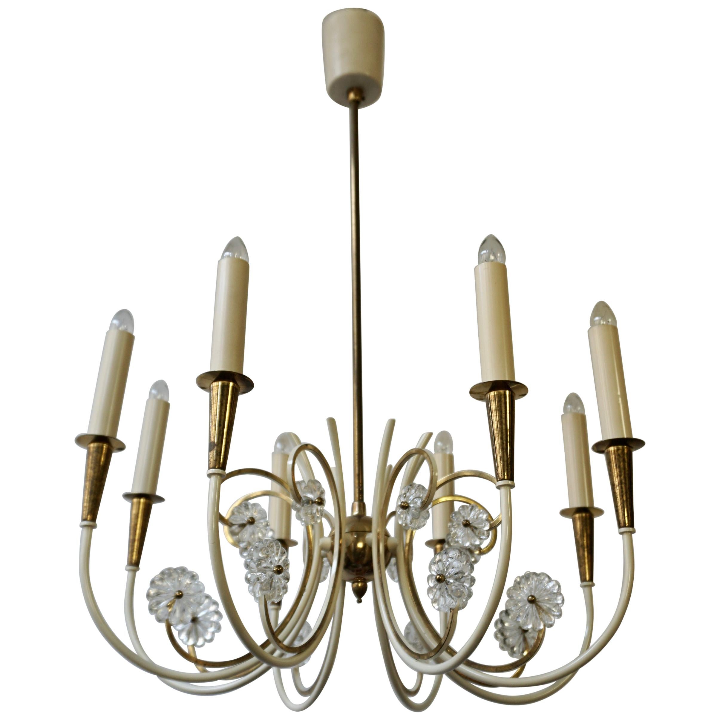 Elegant Brass and Crystal Chandelier For Sale at 1stDibs