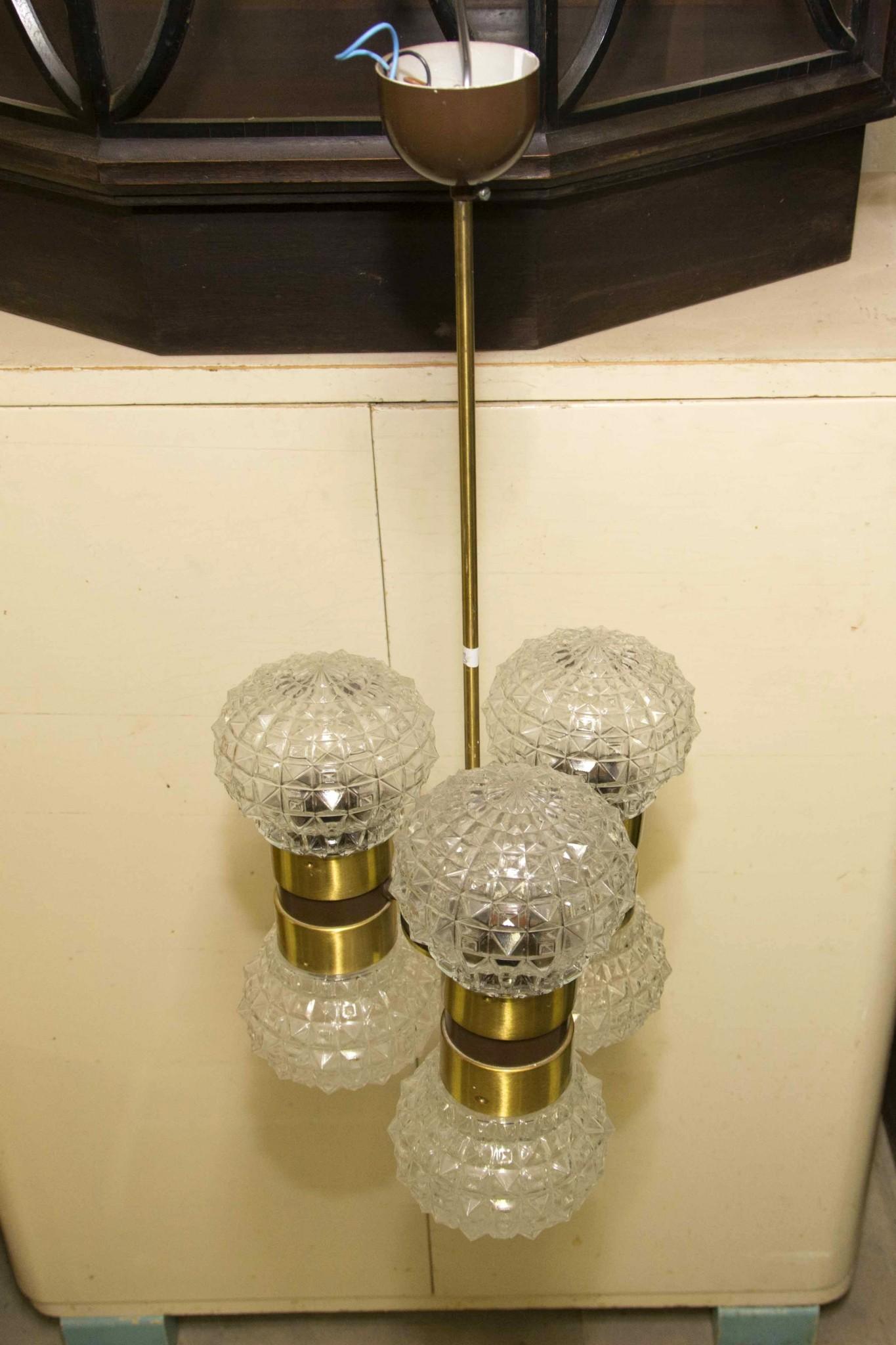 Eastern bloc Brutalist chandelier in the Shape of Dumbbells, 1970ś In Good Condition For Sale In Prague 8, CZ