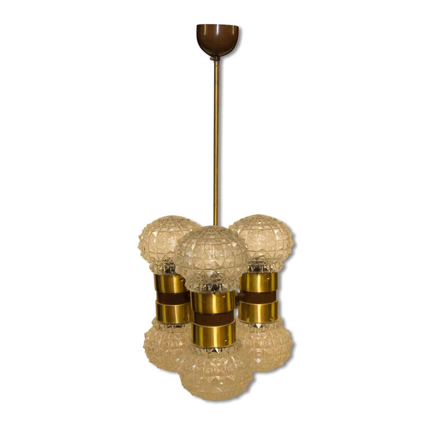 Eastern bloc Brutalist chandelier in the Shape of Dumbbells, 1970ś For Sale 1