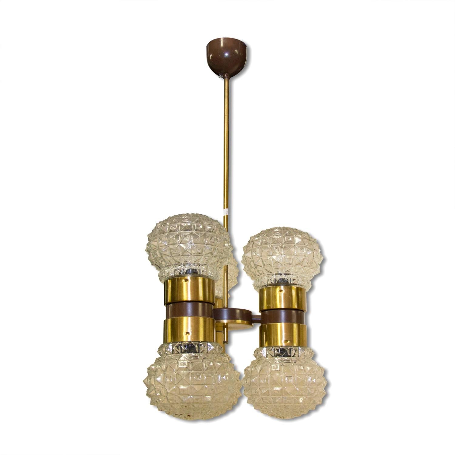 Eastern bloc Brutalist chandelier in the Shape of Dumbbells, 1970ś For Sale 2