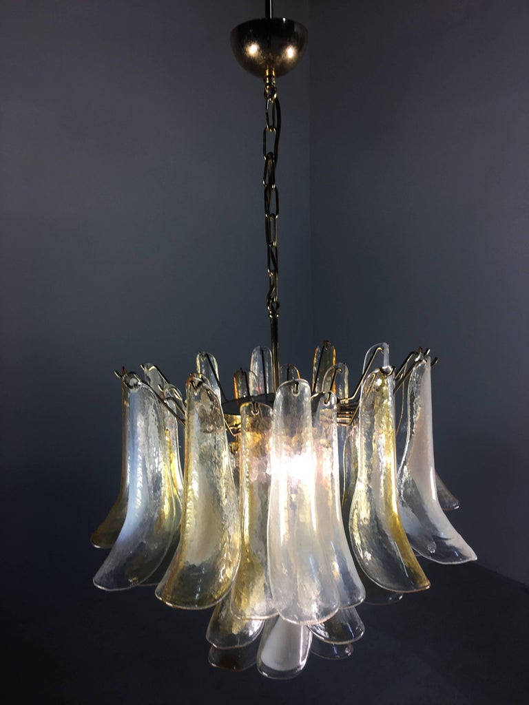 Elegant Chandelier White and Amber Petals, Murano, 1990s For Sale at ...