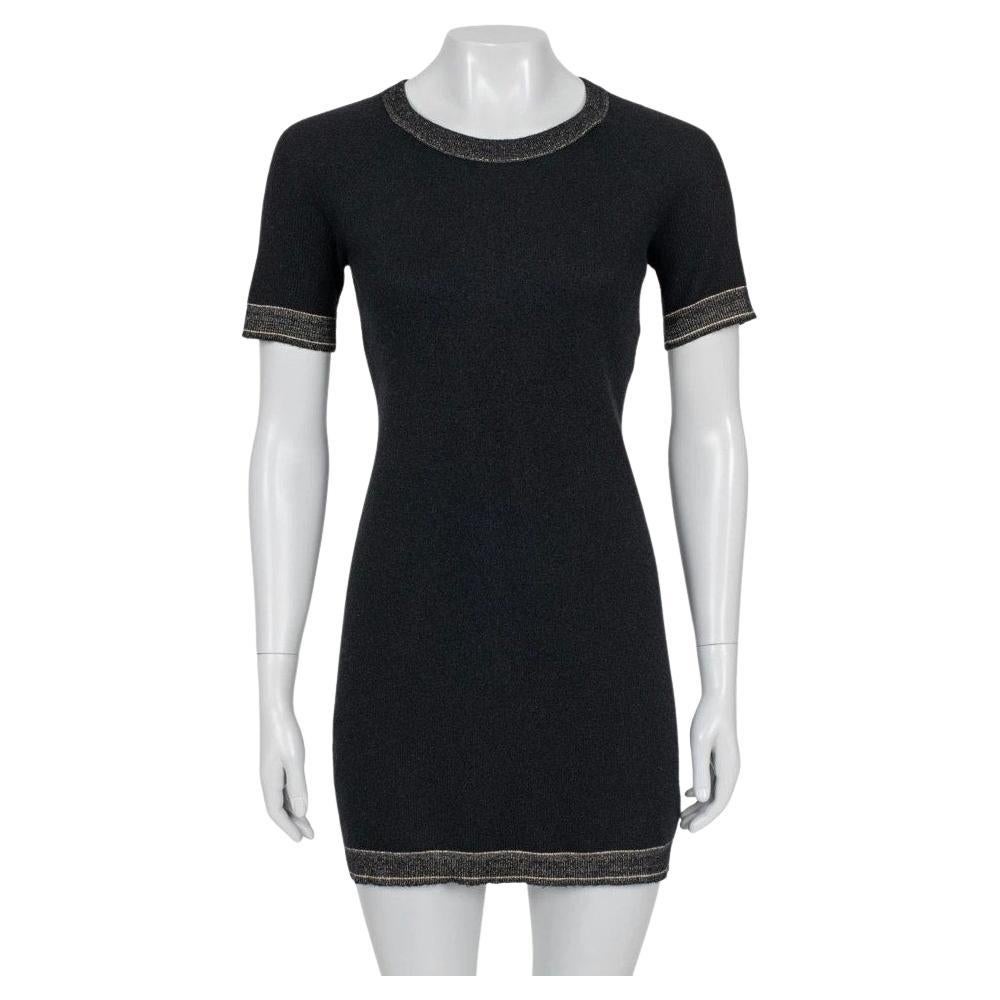 Elegante minivestido Chanel negro de cachemira - Talla FR44