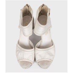 Elegant Chanel Vintage Polka Dot Leather Sandals Size 37