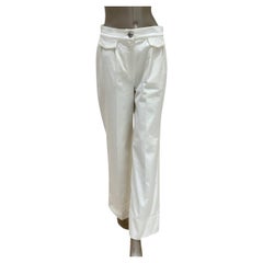 Elegant Chanel White Cotton Globalization Pants - Size 38