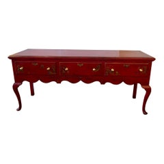 Elegant Cherry Red & Gold Chinoiserie Sideboard