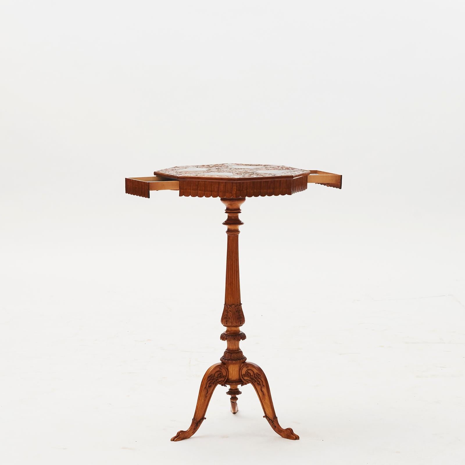 Elegant Cherrywood Table with Small Paintings 7