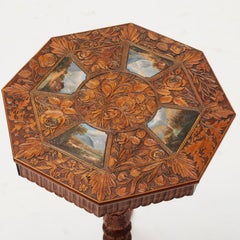 Elegant Cherrywood Table with Small Paintings