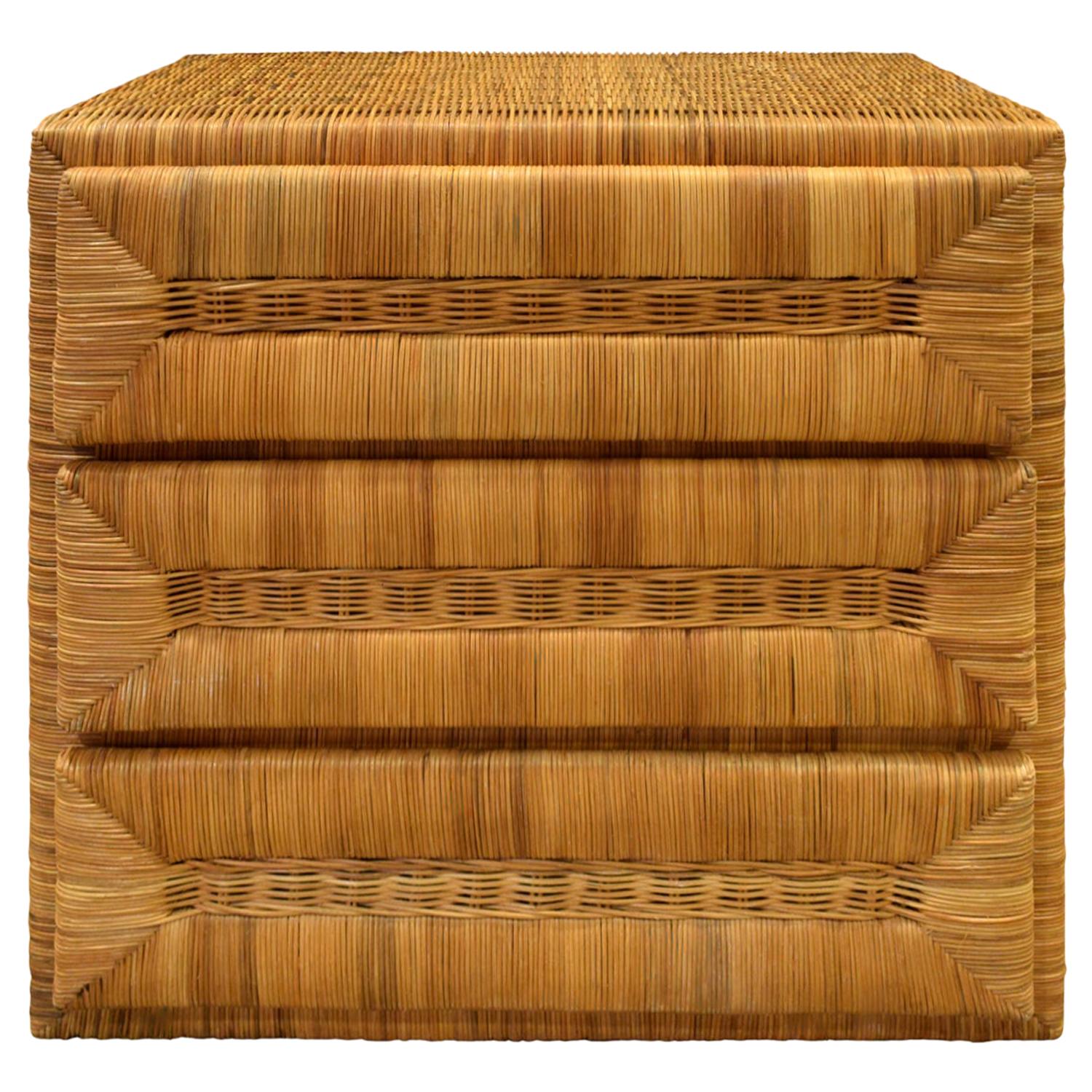 Elegant Chest of Drawers in Rattan, 1970s