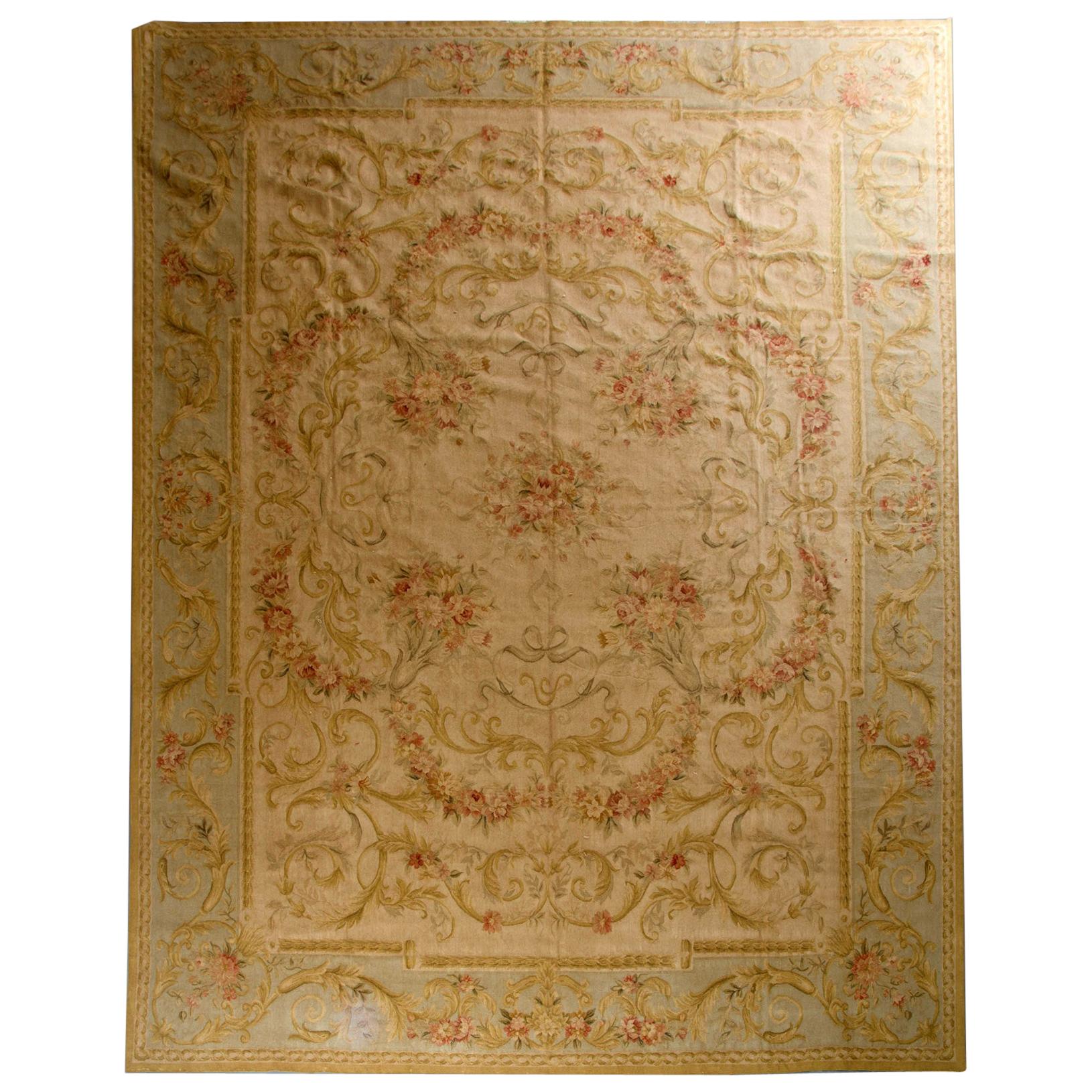 Elegant Chinese Aubusson Style Needlepoint Rug For Sale