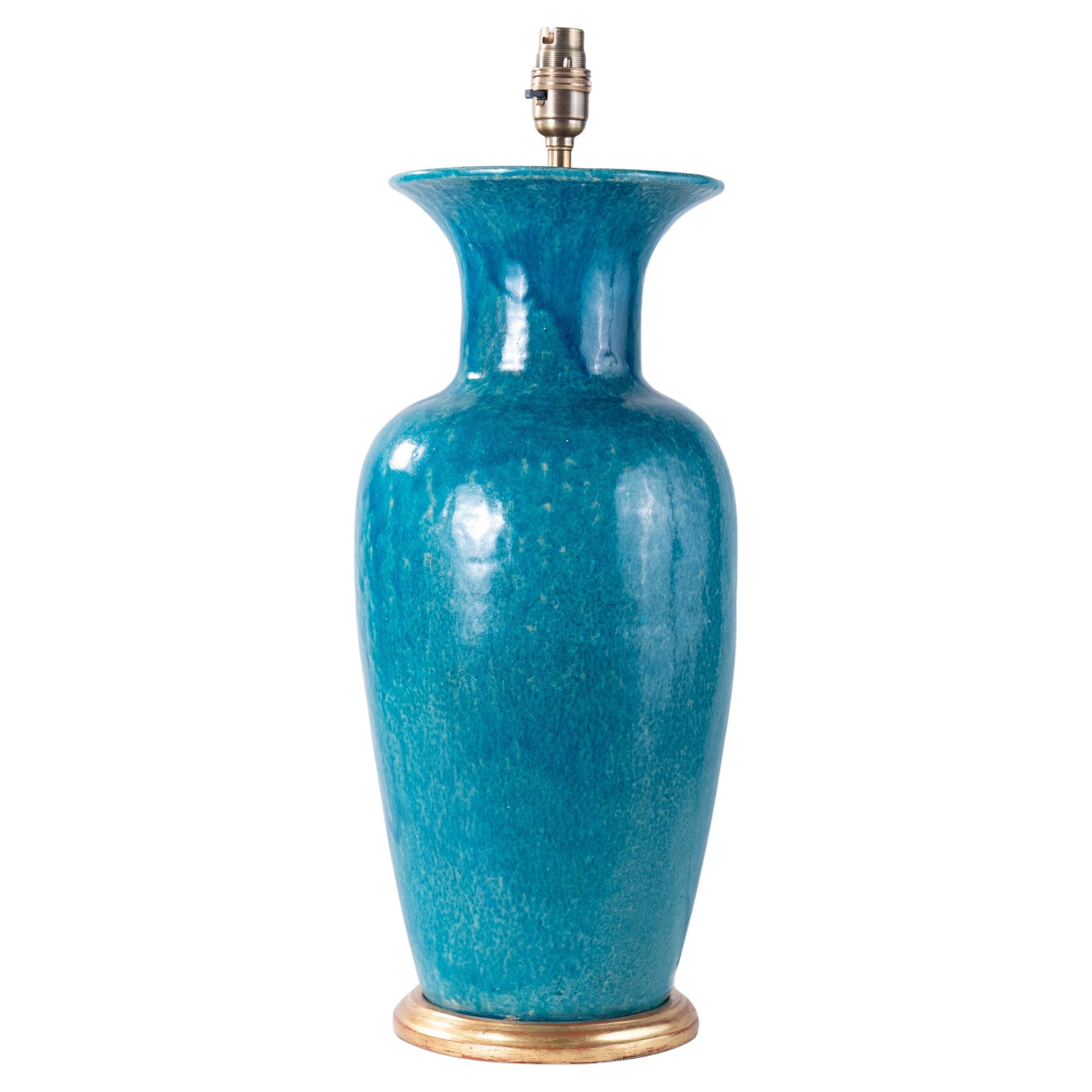 Elegant Chinese Shiwan Ware Vase, circa 1800, Lamped