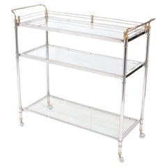 Elegant Chrome and Brass Bar Cart in the Manner of Maison Jansen