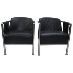 Elegant Chrome and Leather Tripod Club Chair, circa 1990