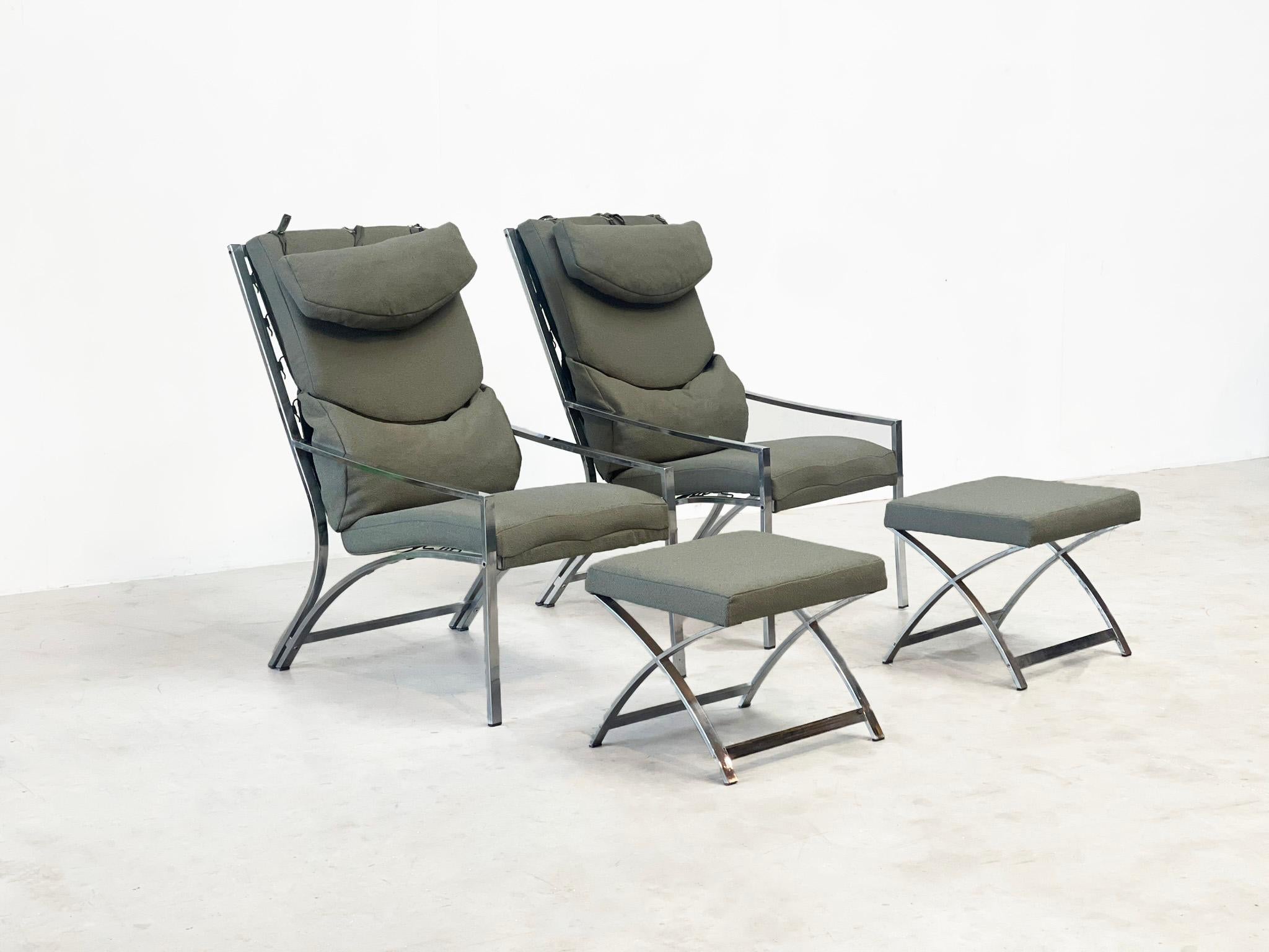 
Unfortunately, we cannot say with 100% certainty where these lounge chairs came from. They are elegant, very well made and truly a feat of craftsmanship. These luxury lounge chairs were already very expensieve in the 70's. They have a beautiful