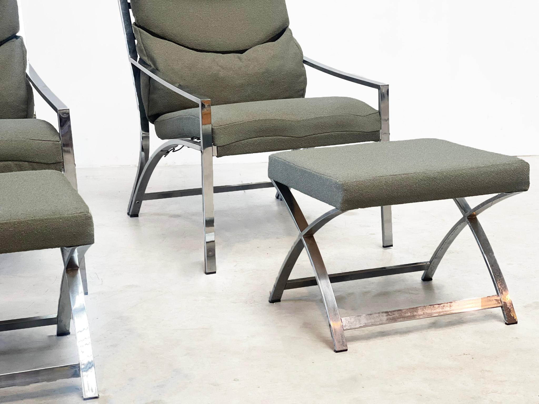 Elegant chrome lounge chairs In Fair Condition For Sale In Nijlen, VAN