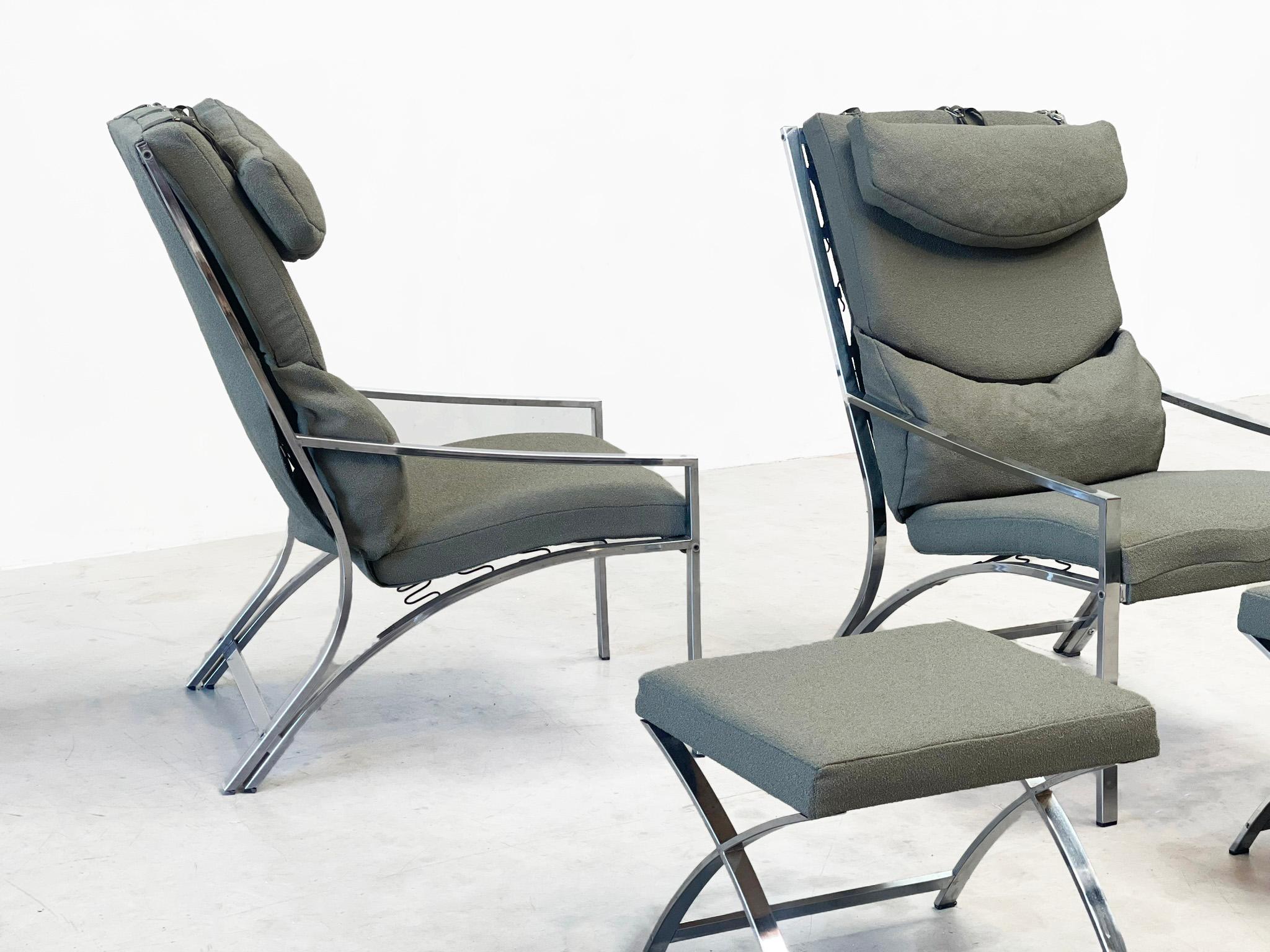 Chrome Elegant chrome lounge chairs For Sale