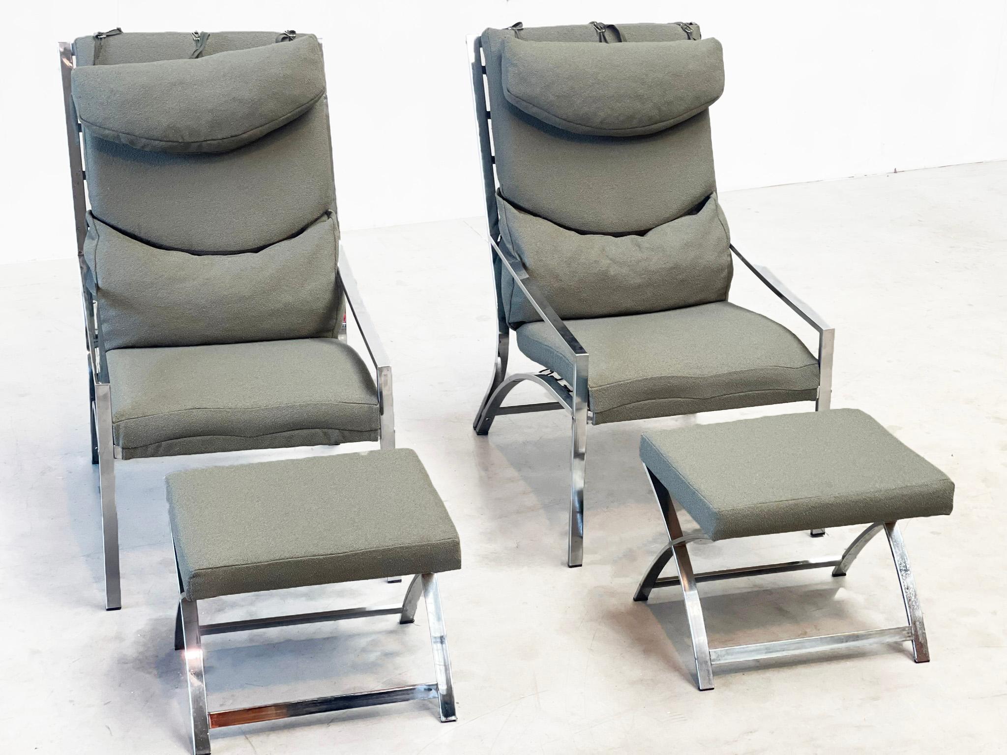 Elegant chrome lounge chairs For Sale 1