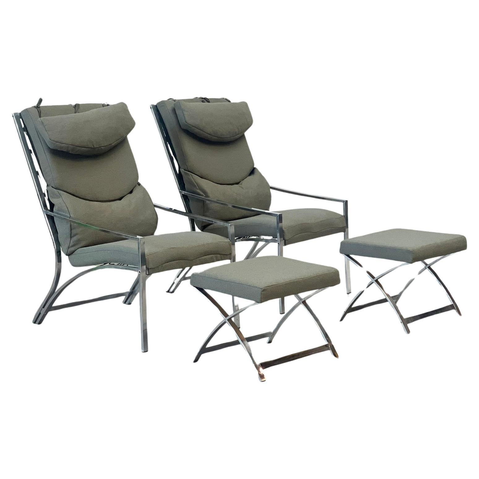 Elegant chrome lounge chairs For Sale