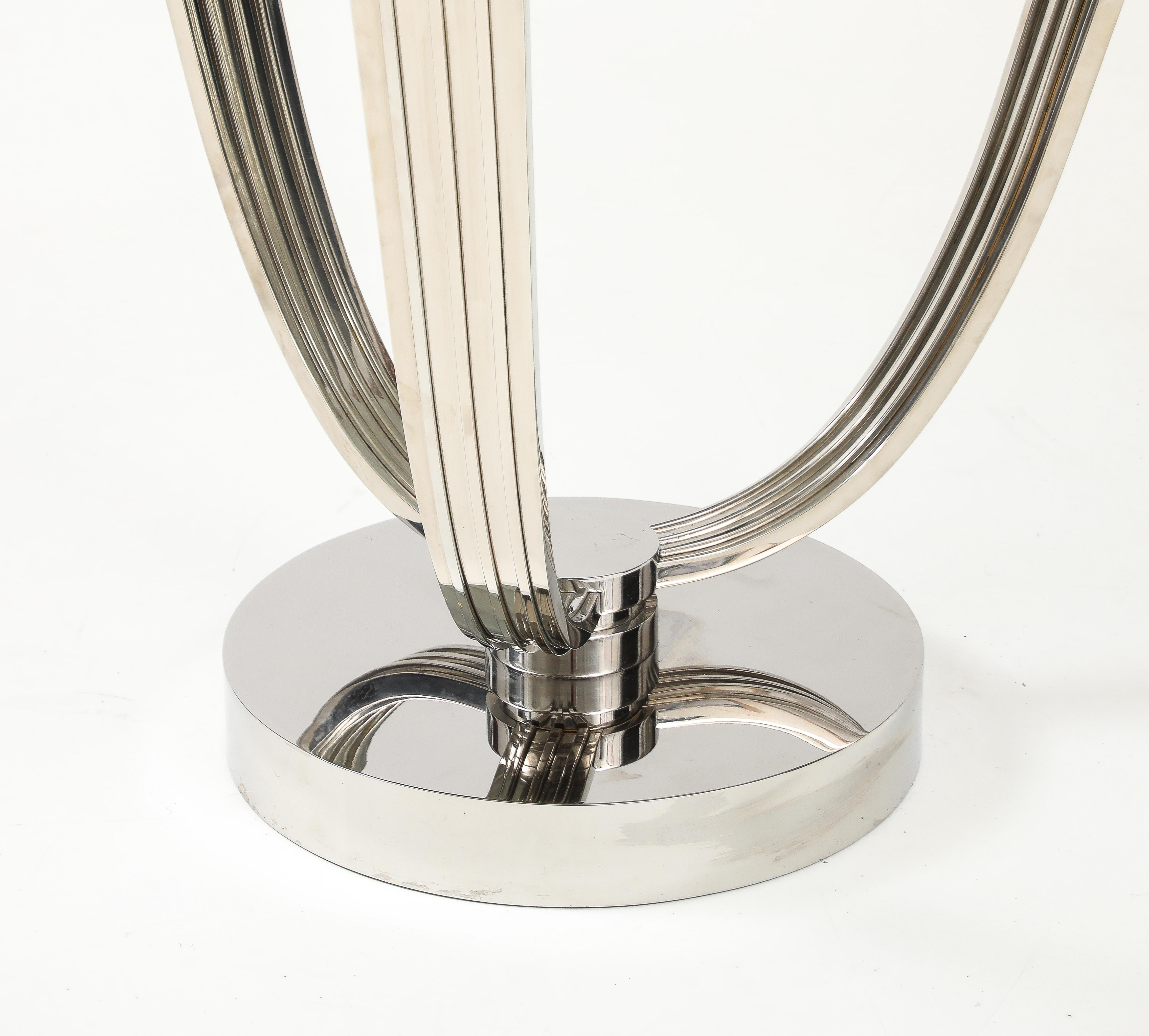 Elegant Chrome Tulip Table Possibly by Karl Springer. For Sale 3