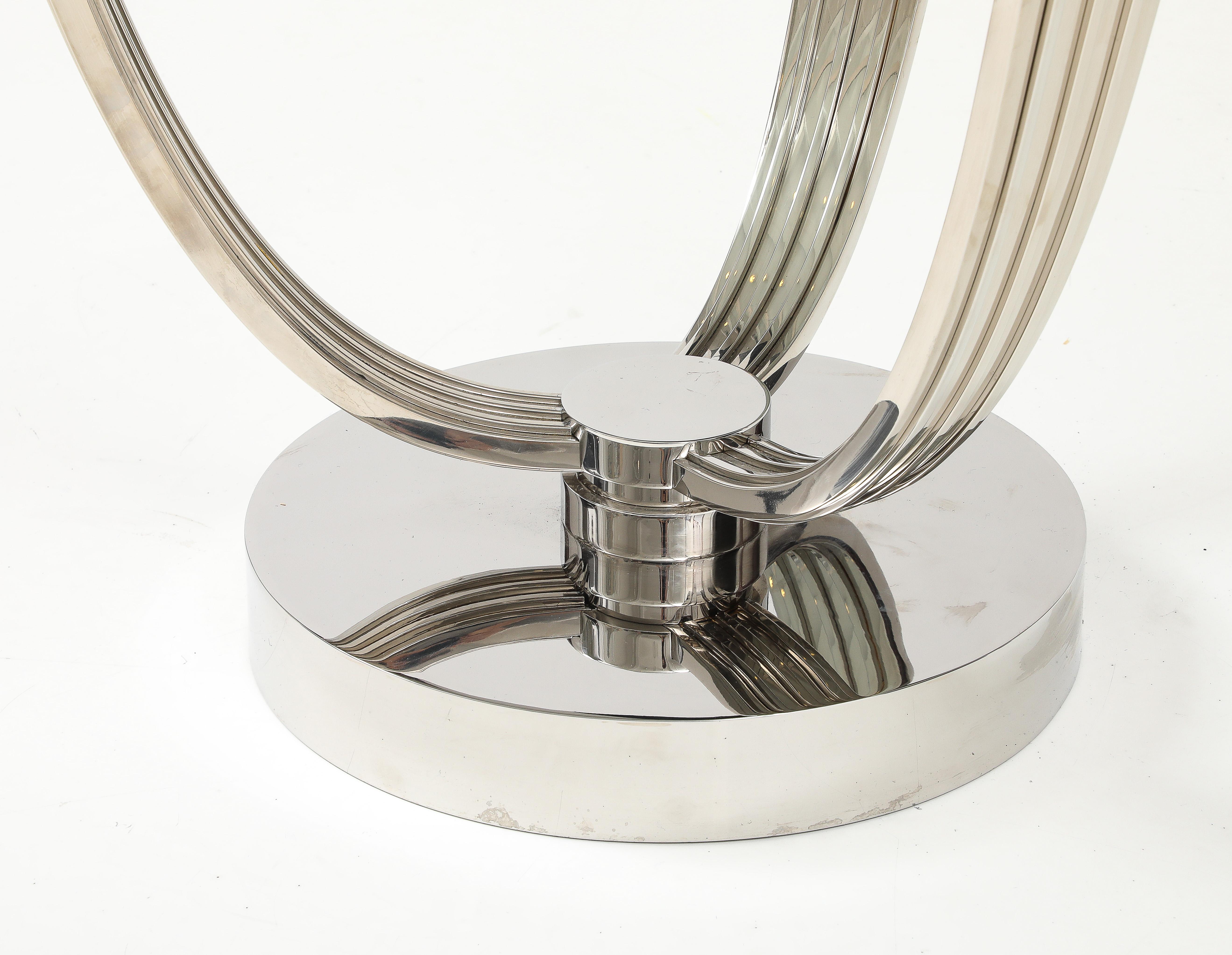 Elegant Chrome Tulip Table Possibly by Karl Springer. For Sale 4