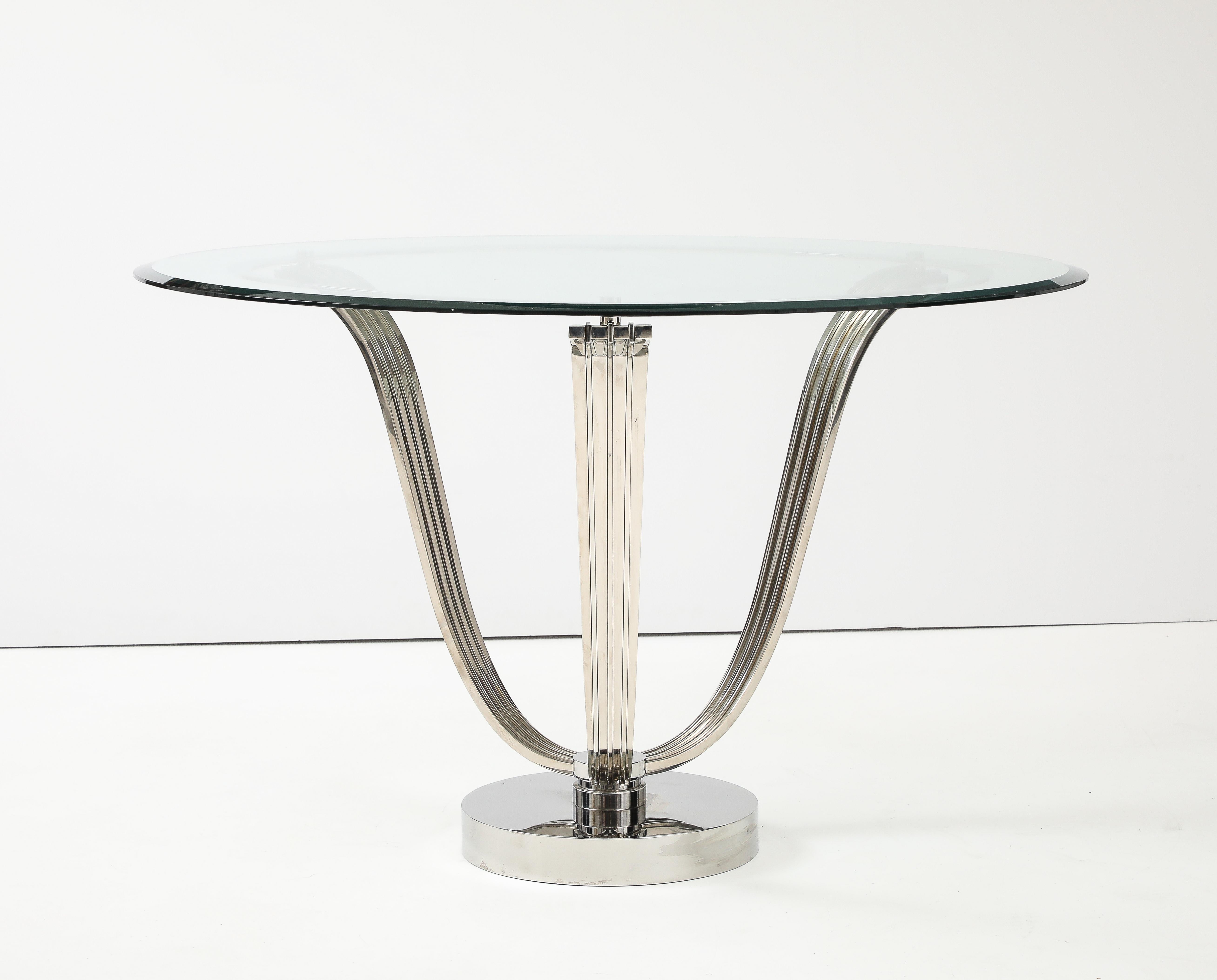 Mid-Century Modern Elegant Chrome Tulip Table Possibly by Karl Springer. For Sale