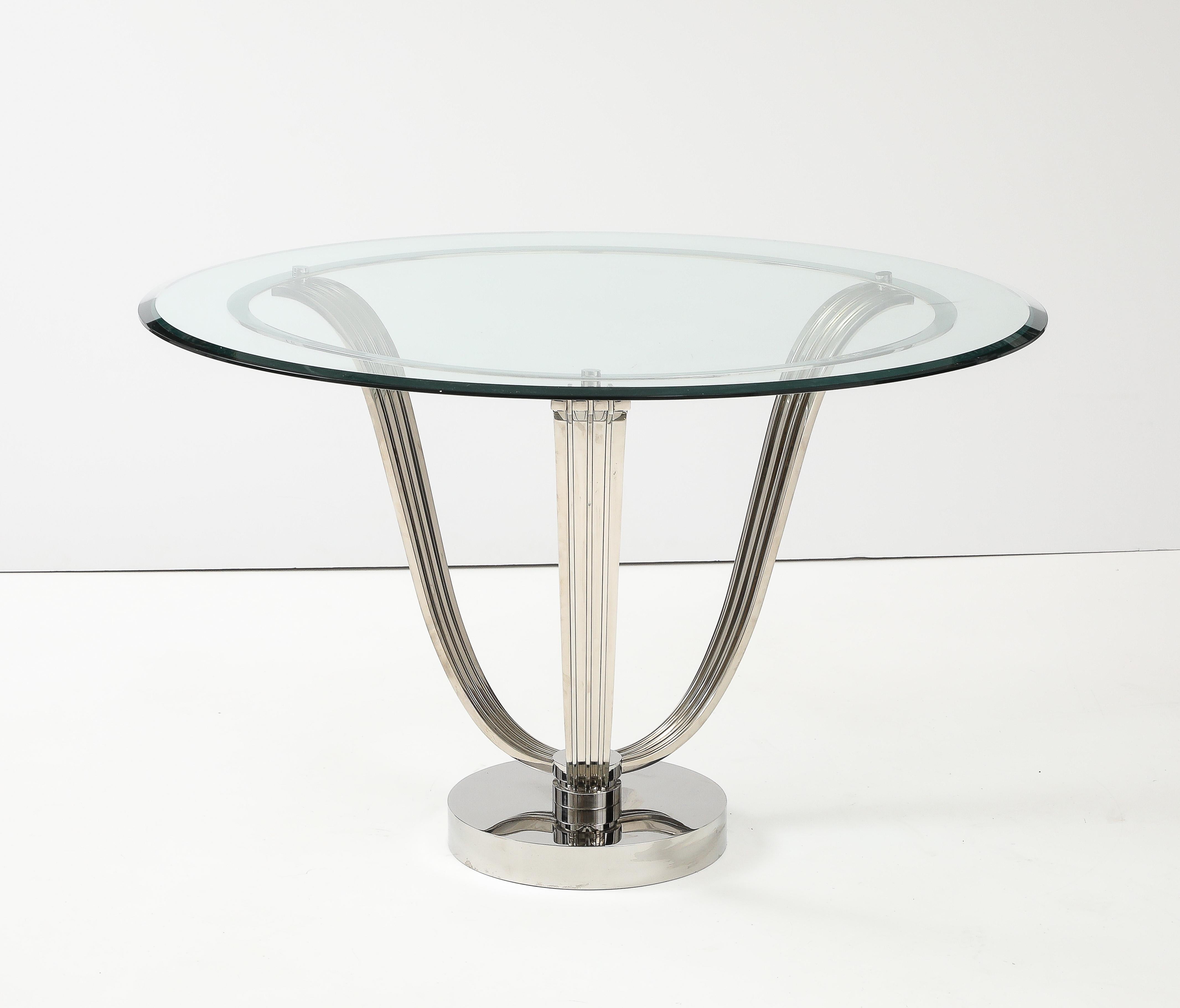Polished Elegant Chrome Tulip Table Possibly by Karl Springer. For Sale
