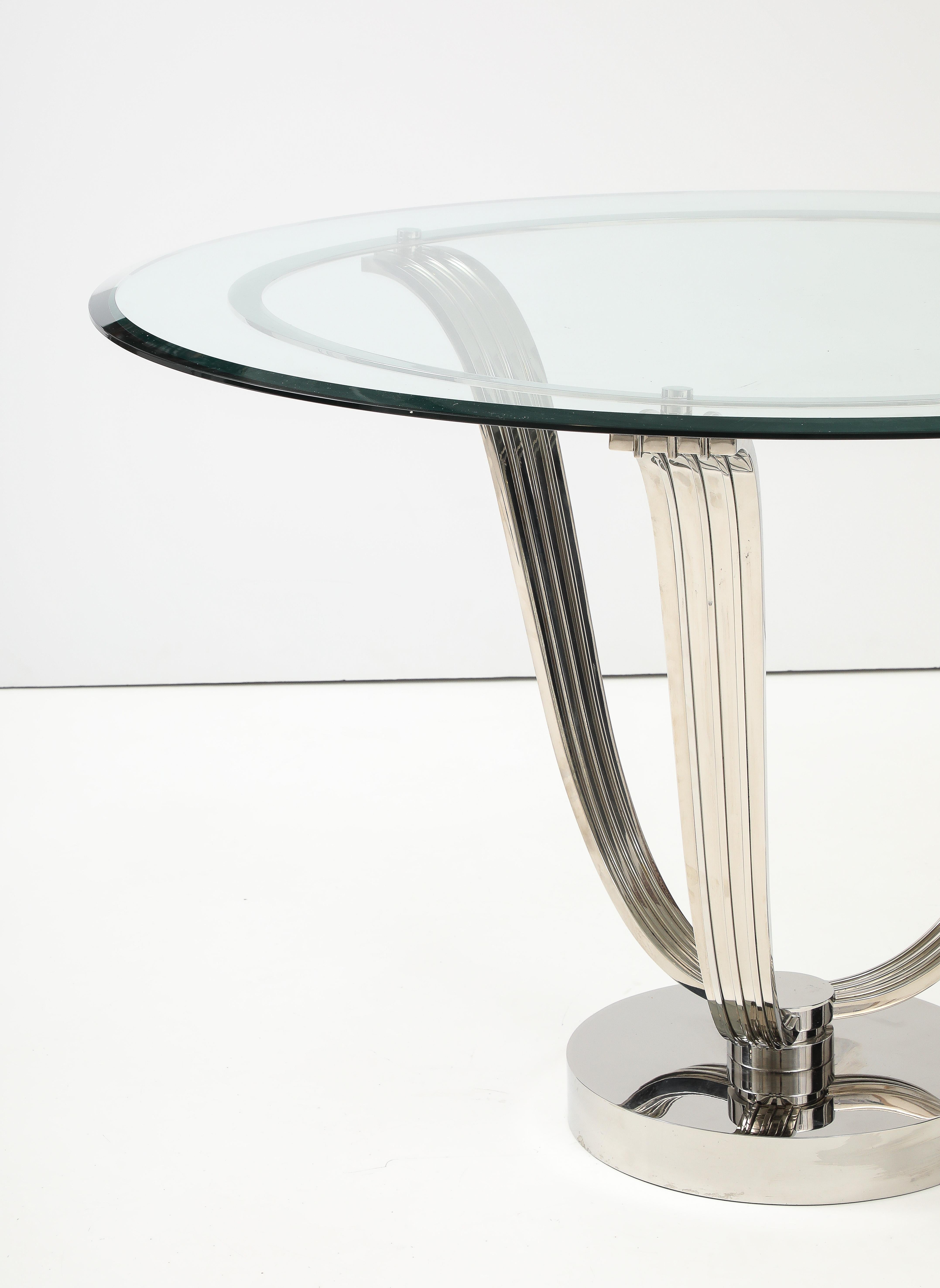 Late 20th Century Elegant Chrome Tulip Table Possibly by Karl Springer. For Sale