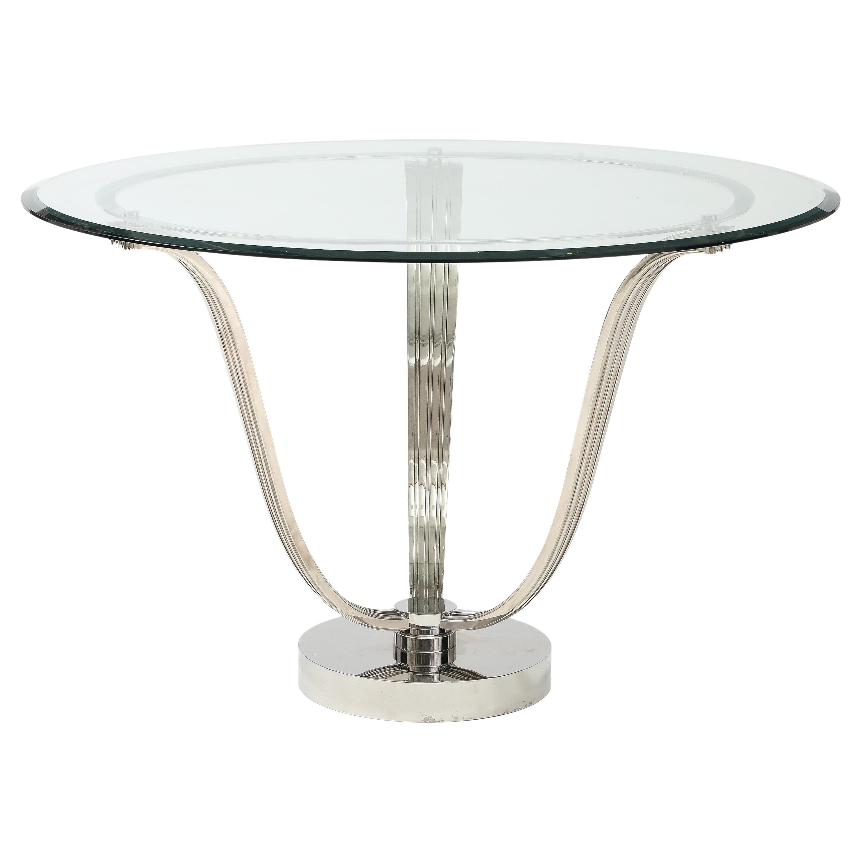Elegant Chrome Tulip Table Possibly by Karl Springer. For Sale