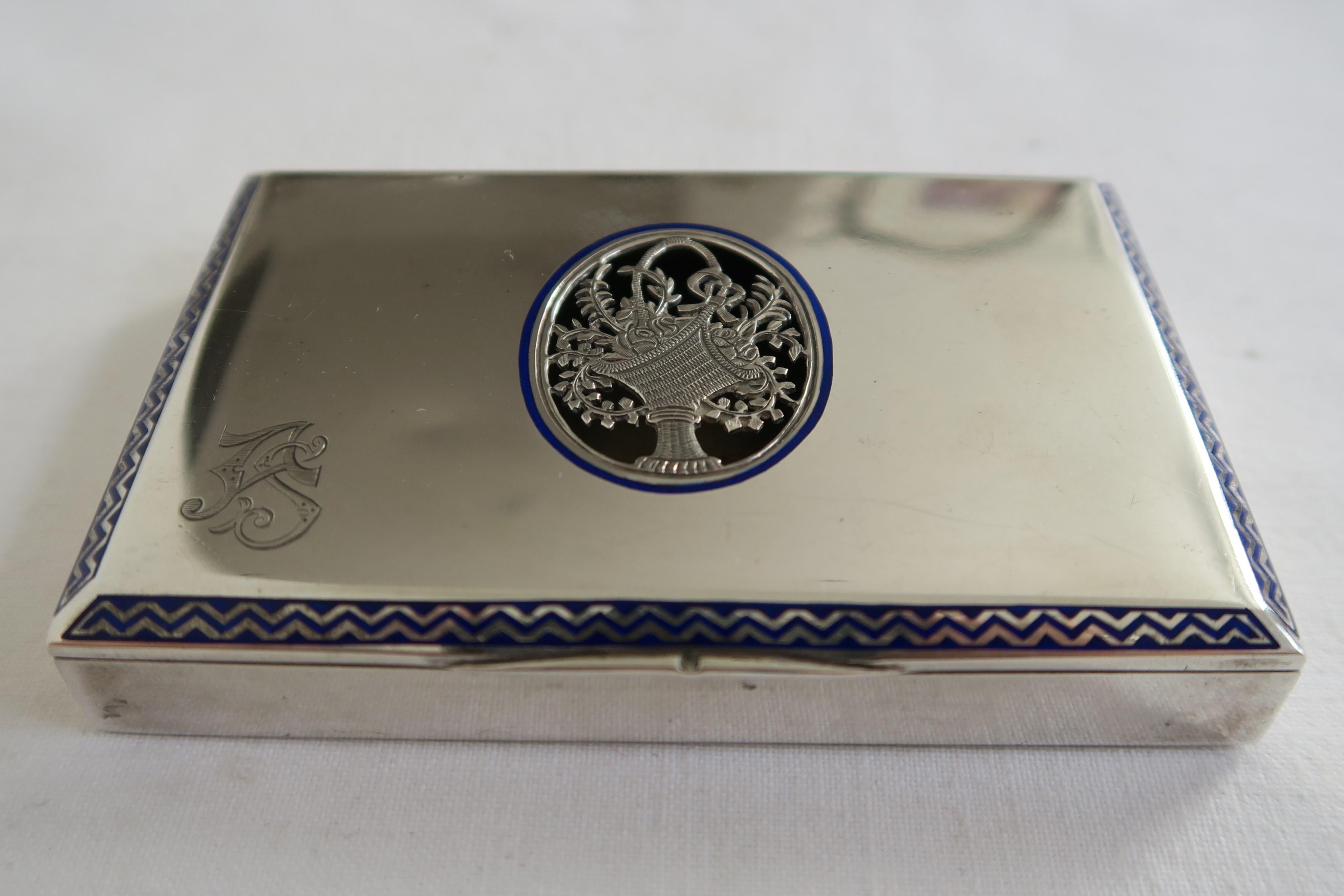 For sale is an elegant cigarette box. It is made from solid silver and is stamped with the Diana Head which was the official hallmark of the Austrian-Hungarian Empire and exclusively in use between 1872 and 1922. The lid and the backside of the box