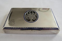 Elegant Cigarette Box Silver and Enamel with Bouquet Motif