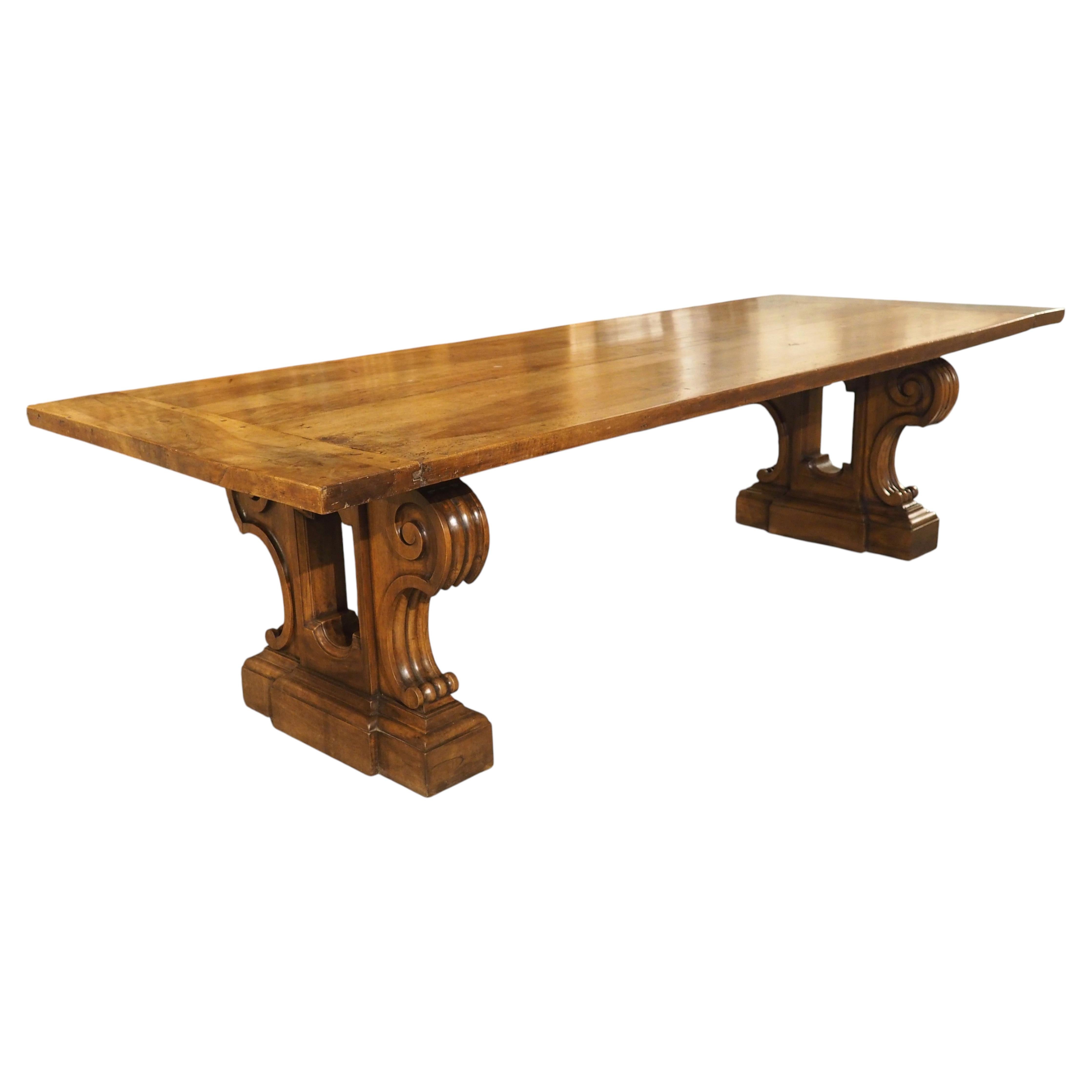 Elegant Circa 1850 French Dining Table in Solid Walnut