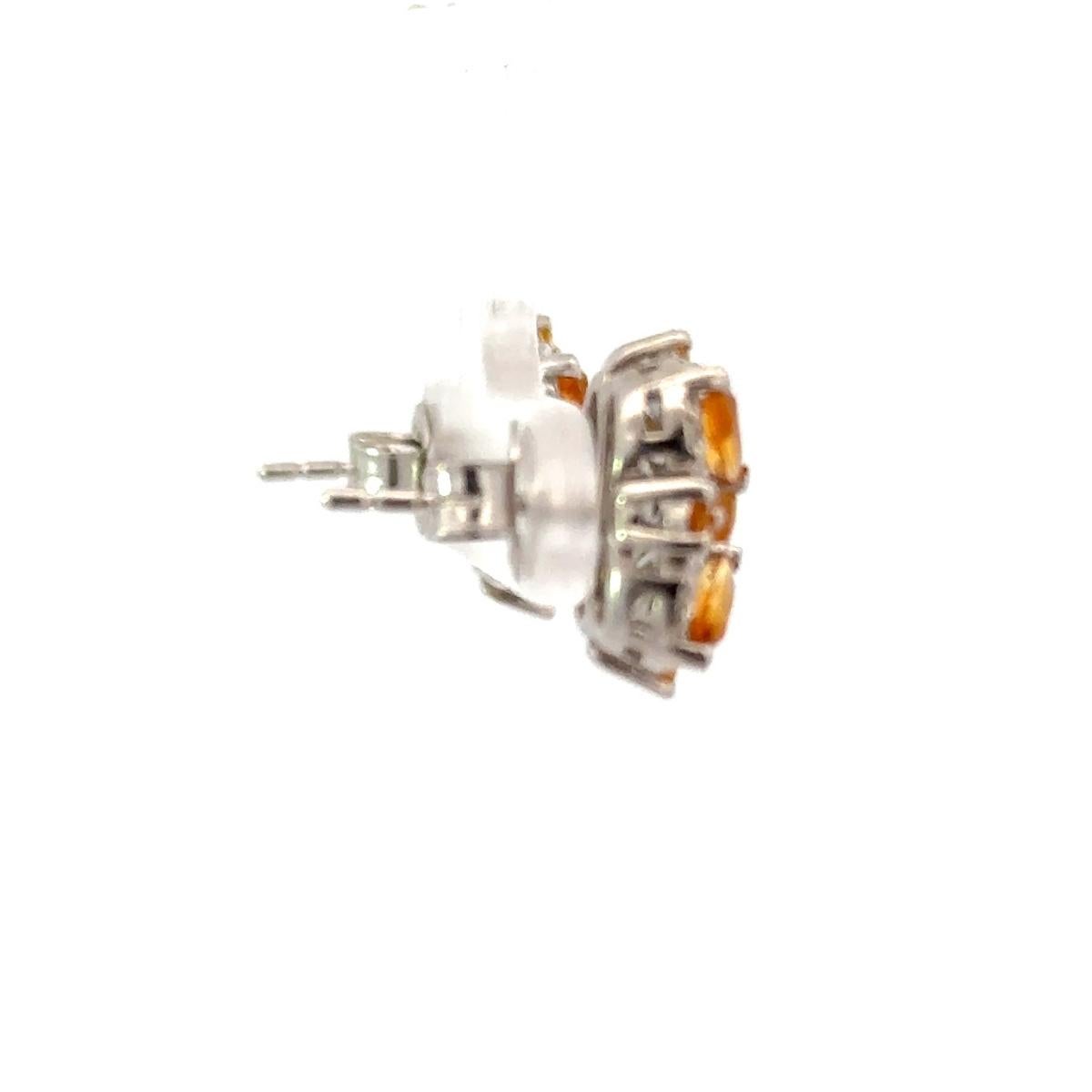Mixed Cut Elegant Citrine Birthstone Floral Silver Stud Earrings for Mother's Day Gift For Sale